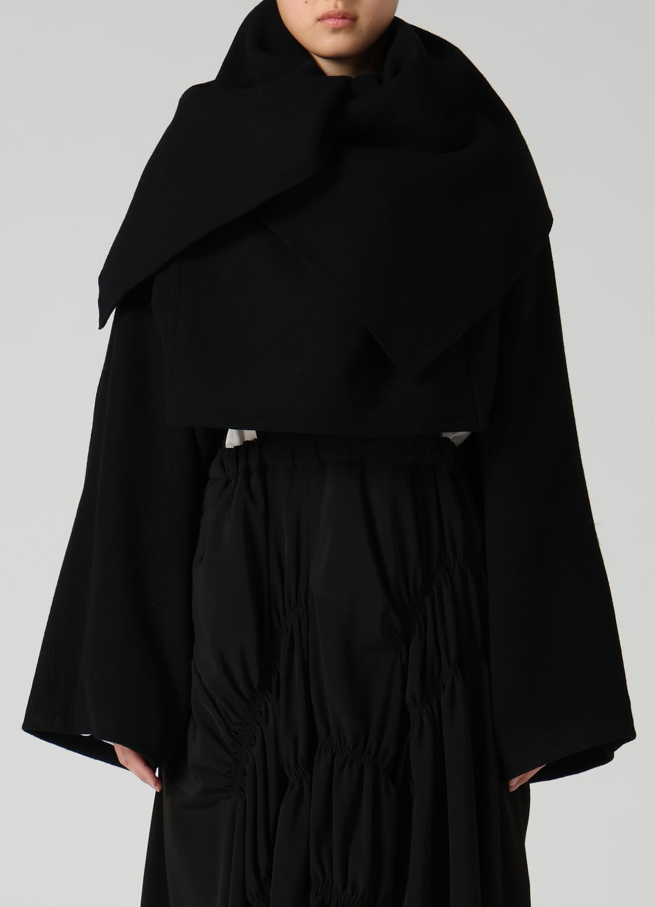 CASHMERE KNIT FLEECE WRAP BLOUSON