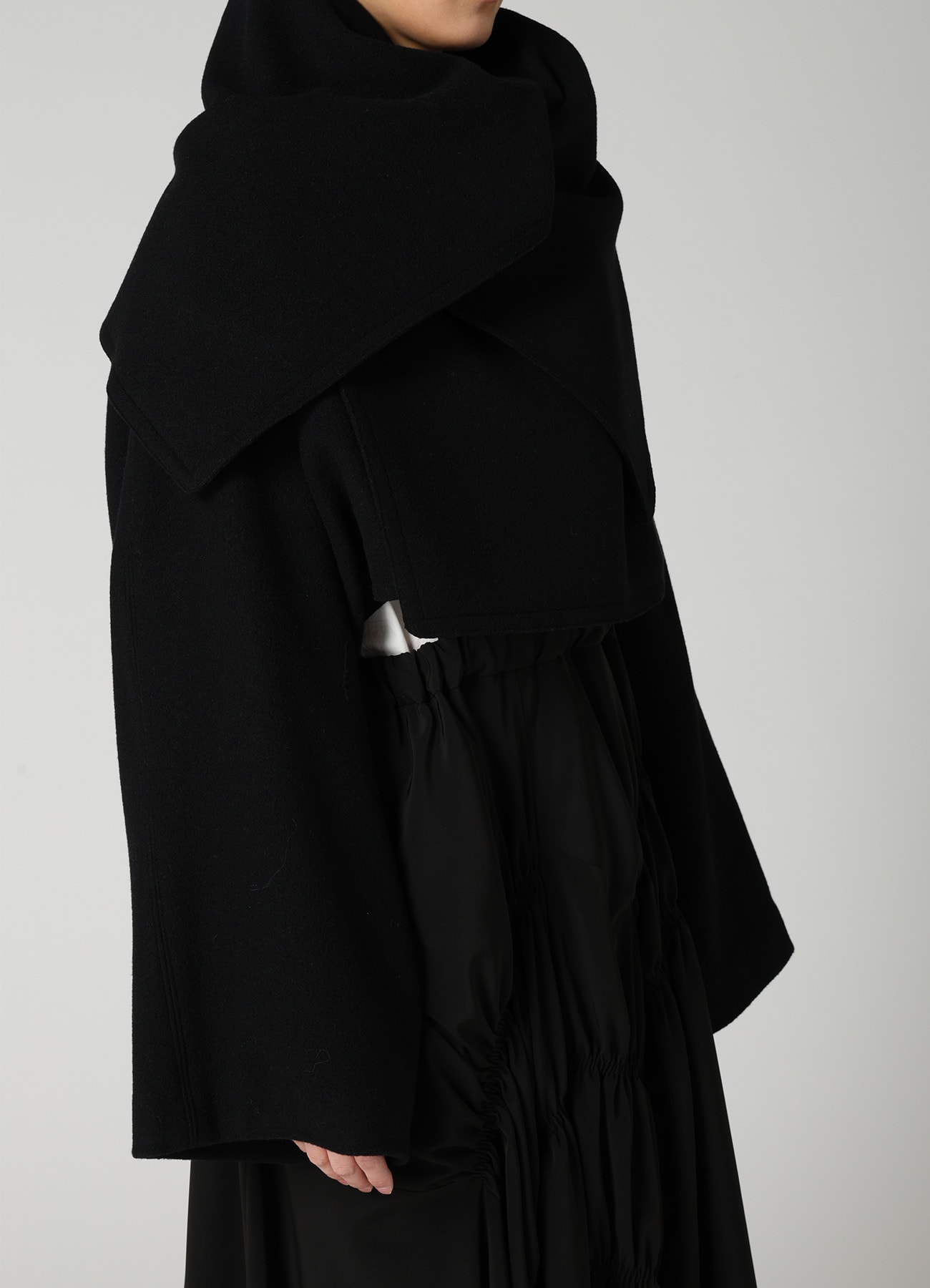 CASHMERE KNIT FLEECE WRAP BLOUSON
