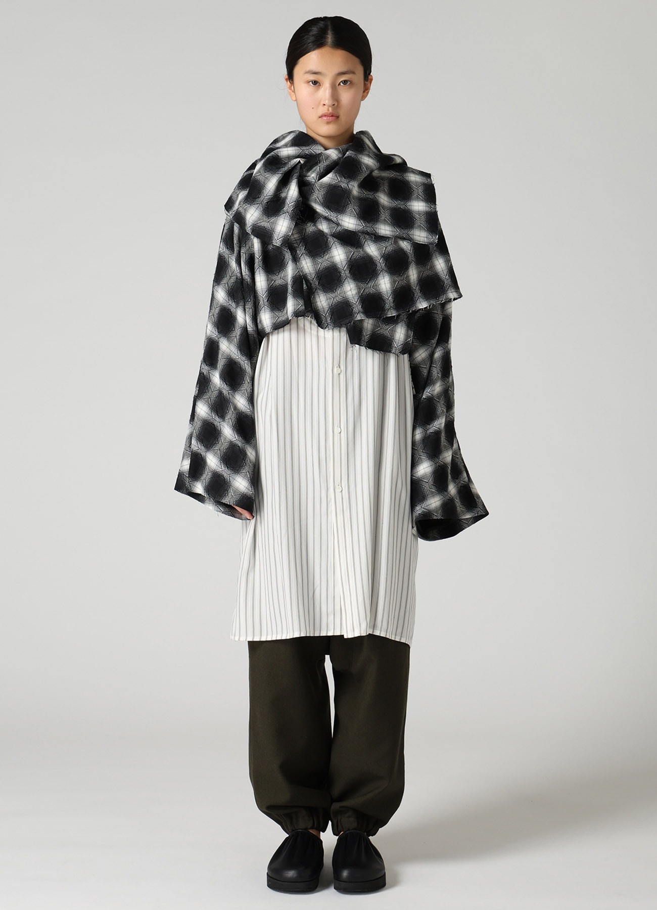 PLAID JACQUARD WRAP BLOUSON