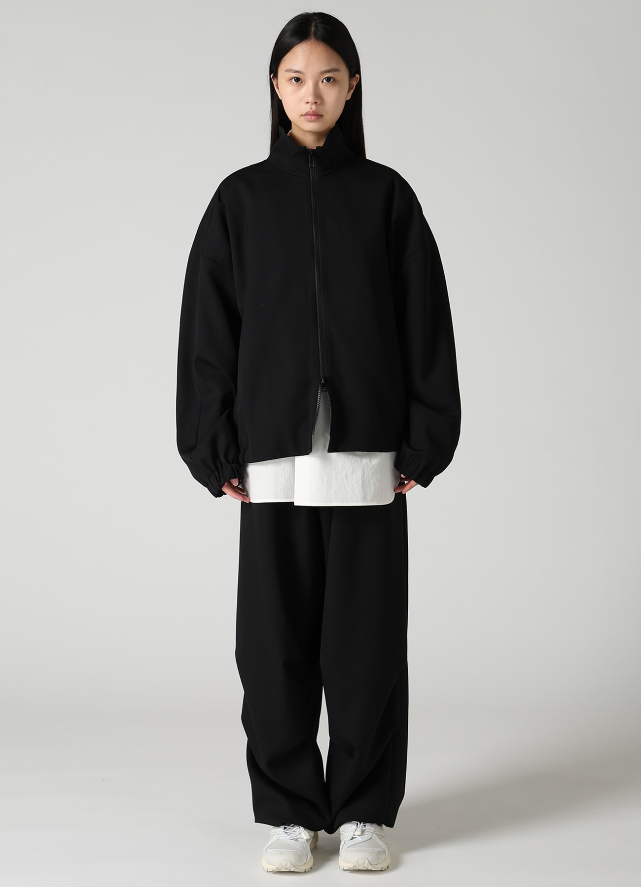 WOOL GABARDINE STAND COLLAR JACKET