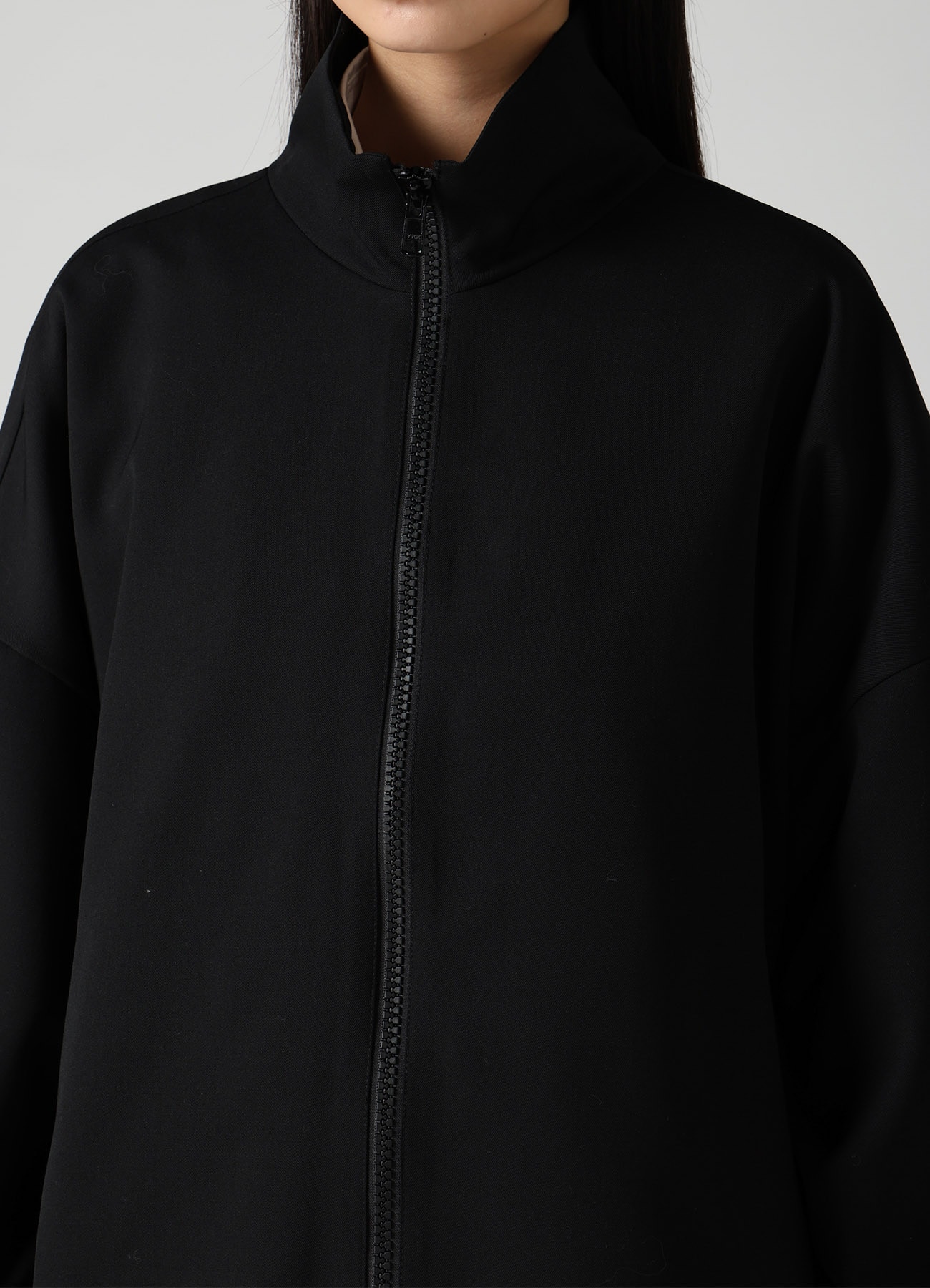 WOOL GABARDINE STAND COLLAR JACKET