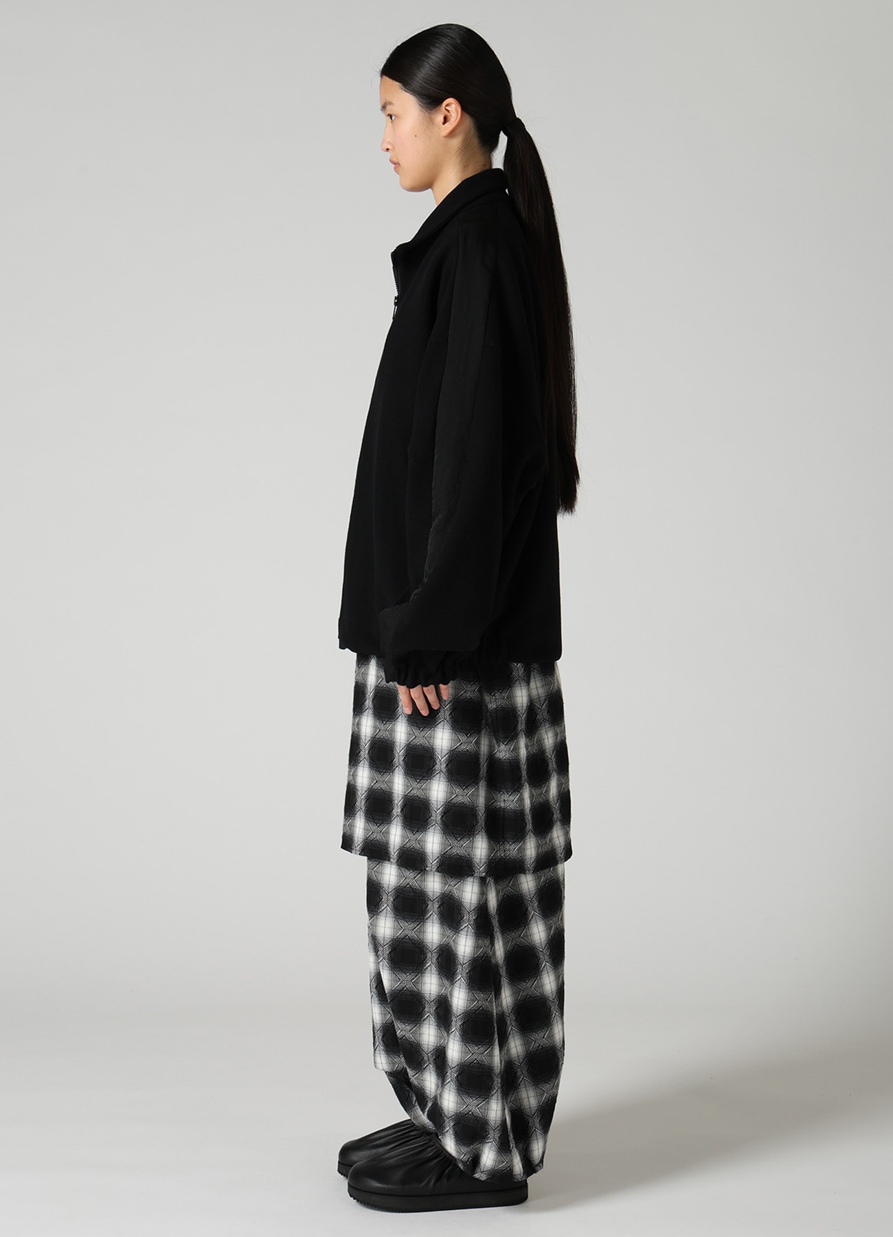 CASHMERE KNIT FLEECE STAND COLLAR JACKET