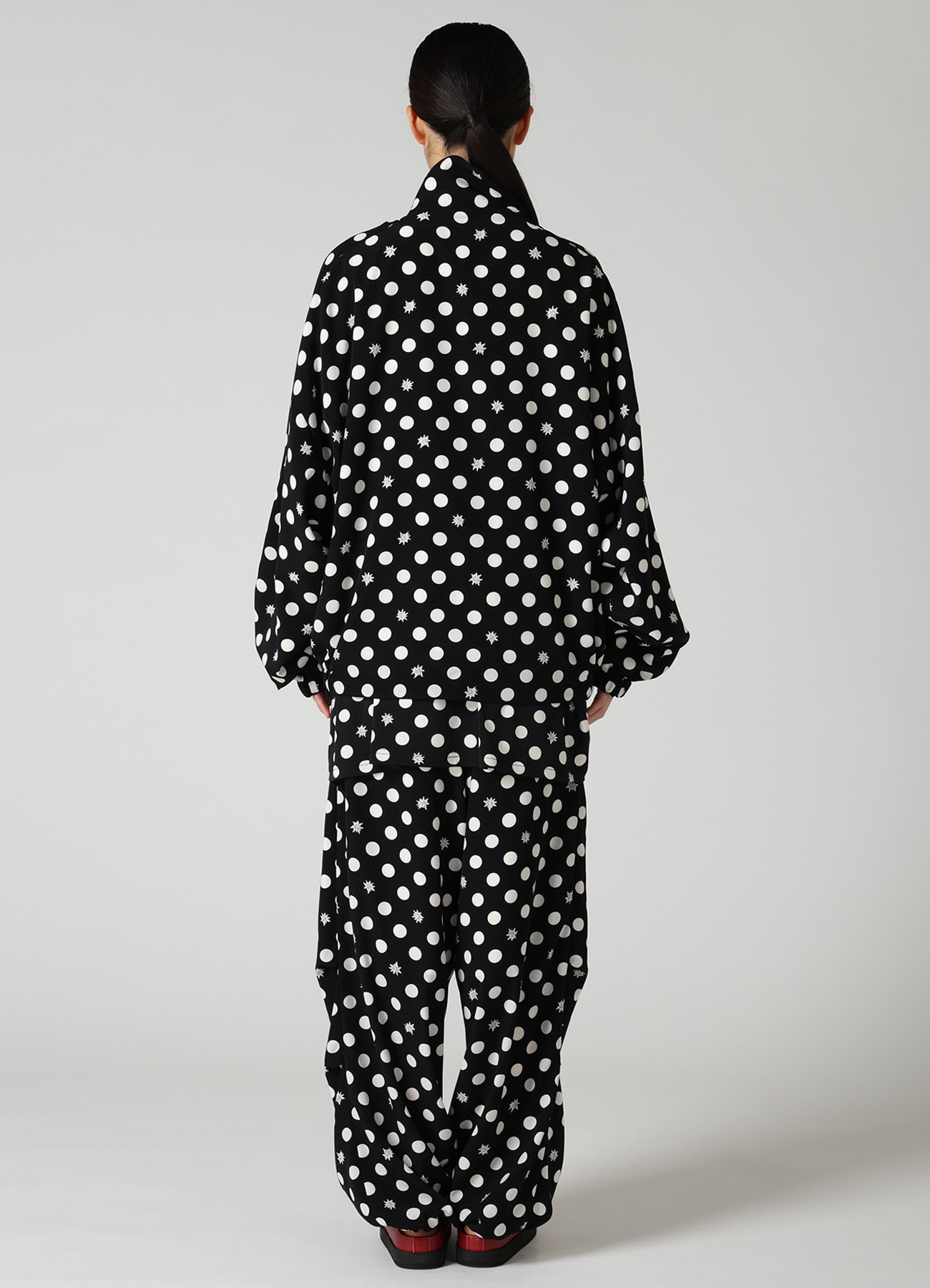 DOT FLOWER PRINT STAND COLLAR JACKET