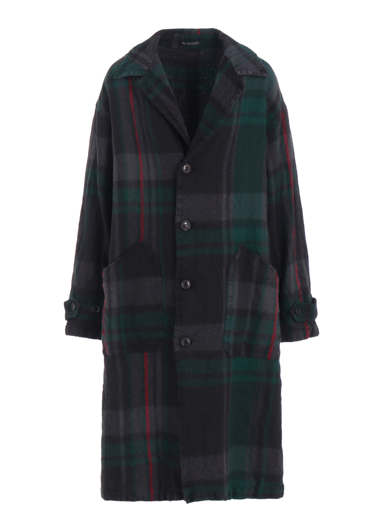 MILLED WOOL PLAID COAT
