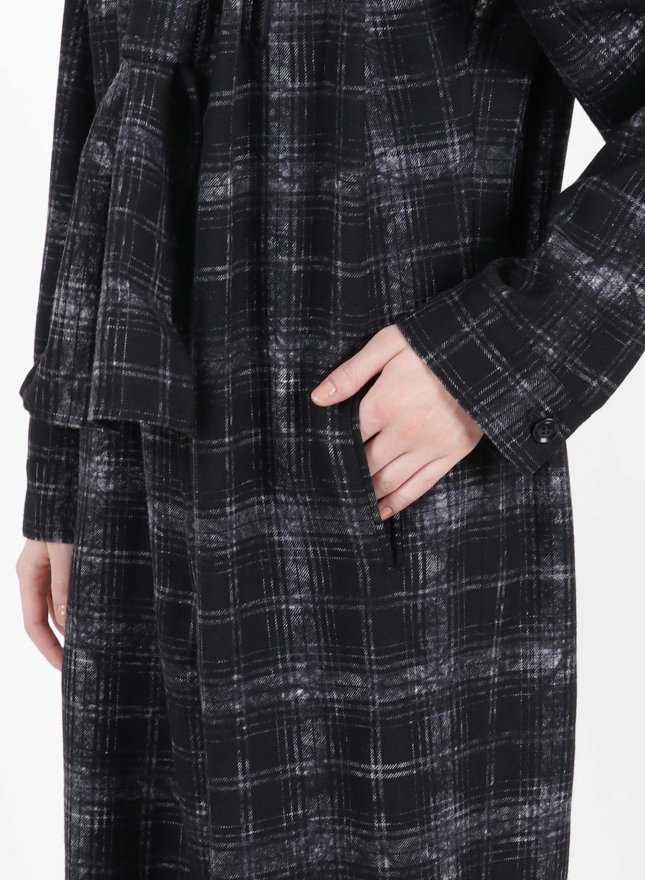 CARDED WOOL CHECK UNEVEN PRINT JUMPSUIT