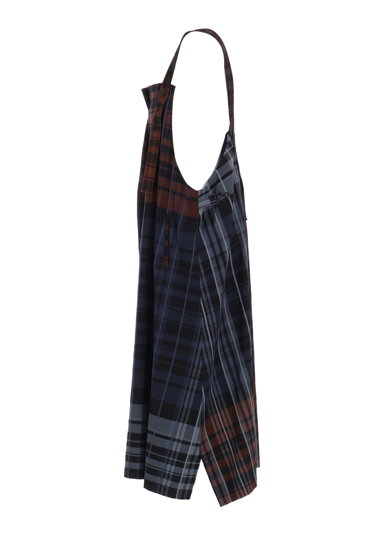 WOOL BLEND PLAID STRAP DRESS