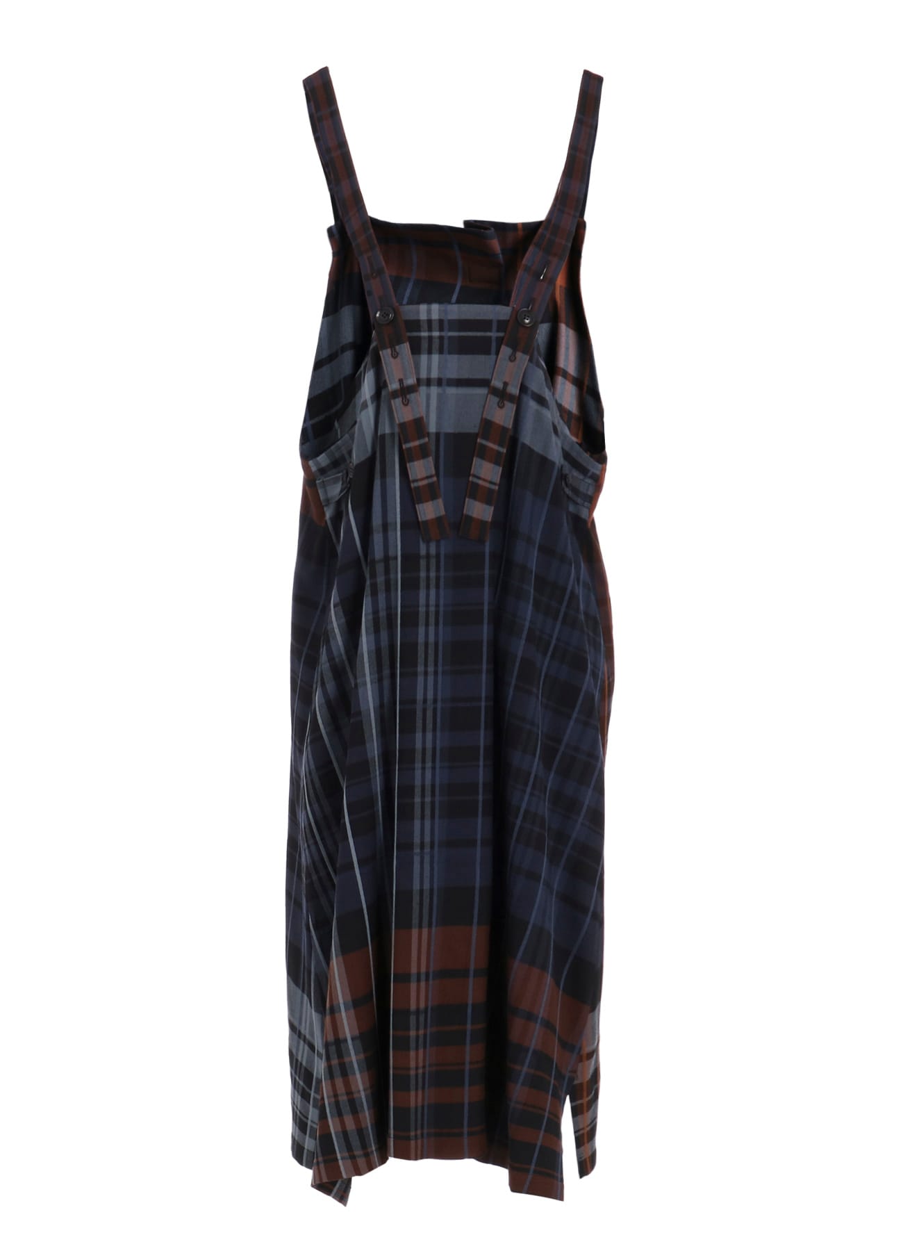 WOOL BLEND PLAID STRAP DRESS