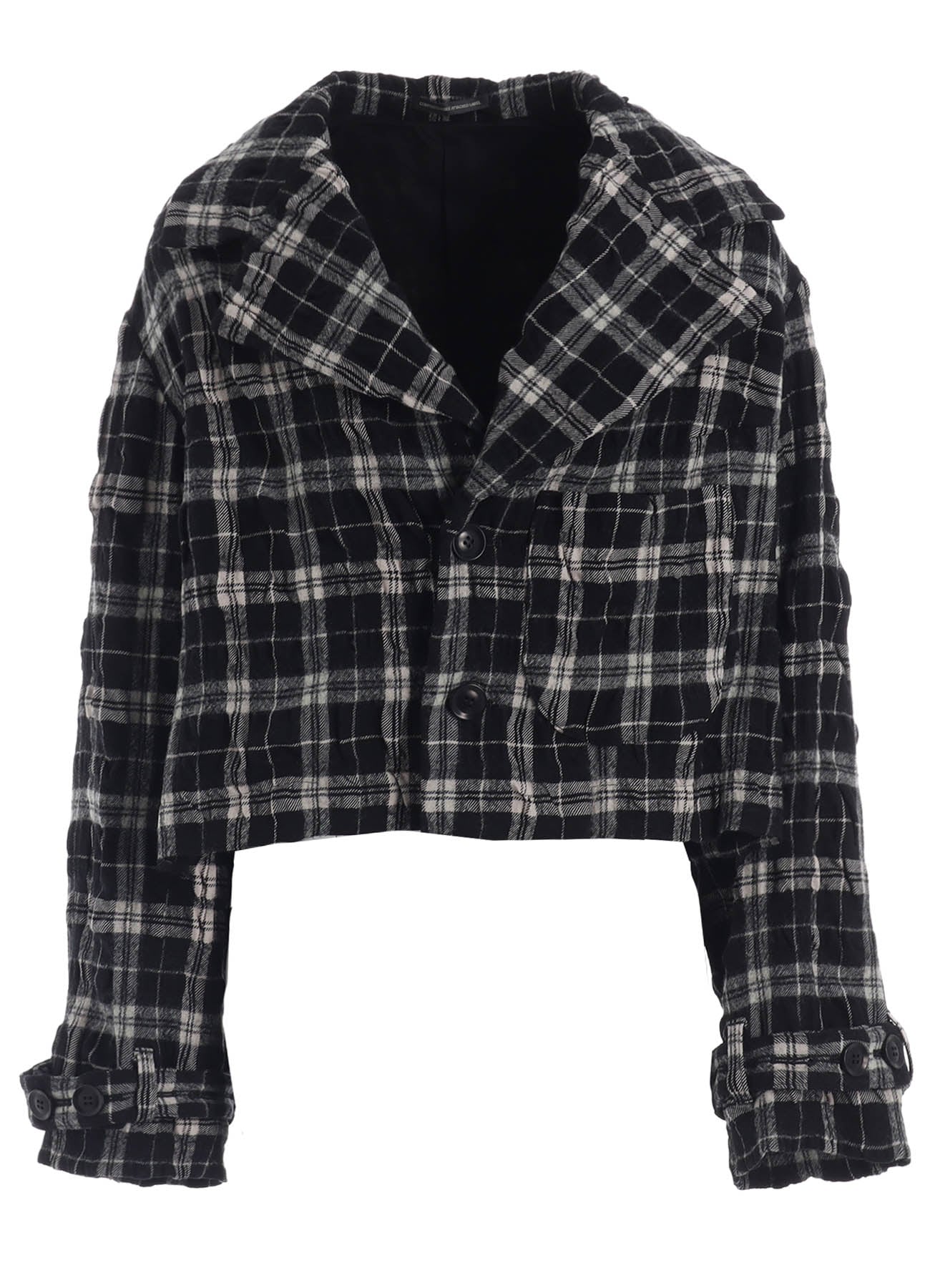 MILLED WOOL COTTON PLAID JACKET