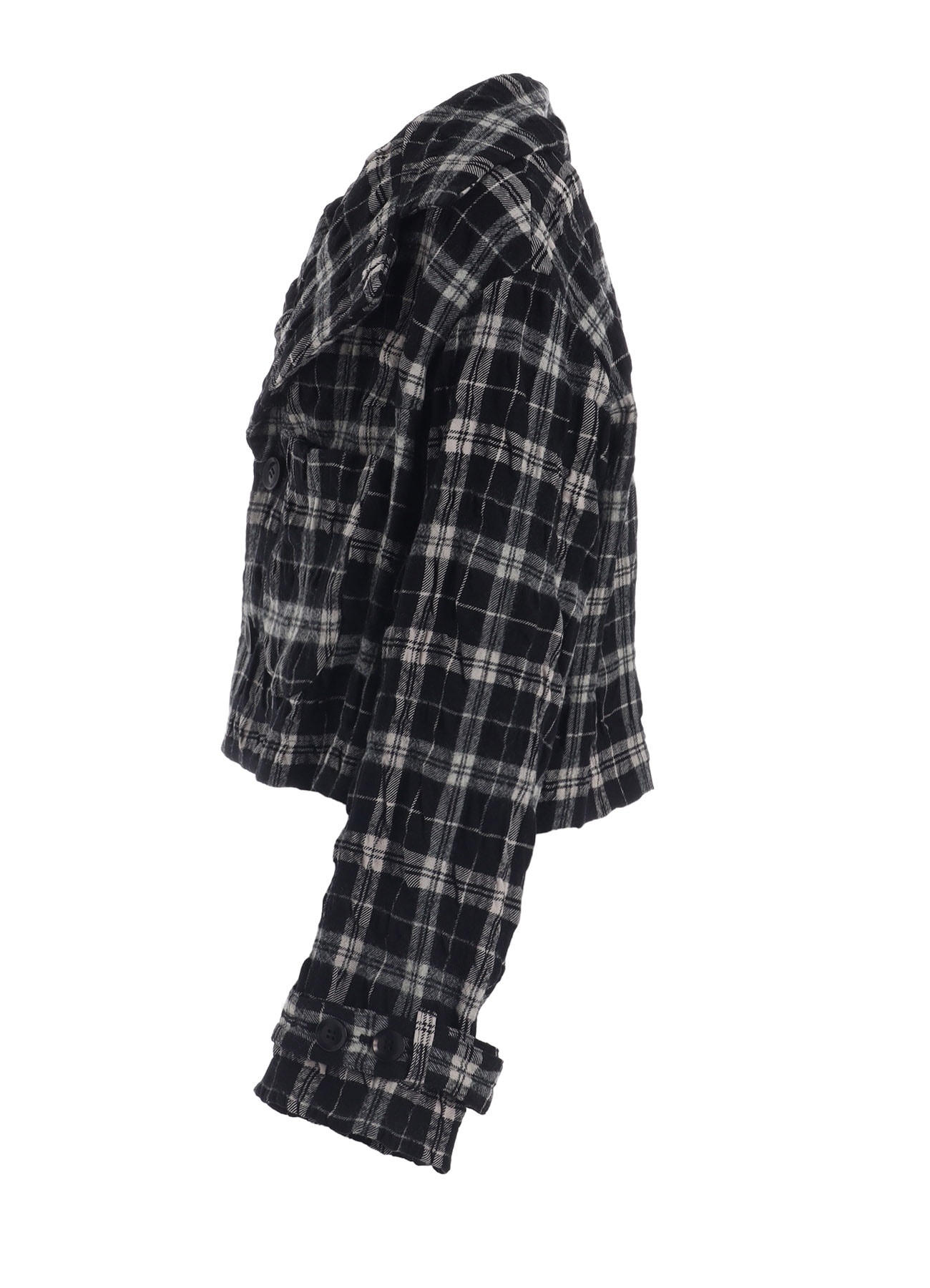 MILLED WOOL COTTON PLAID JACKET