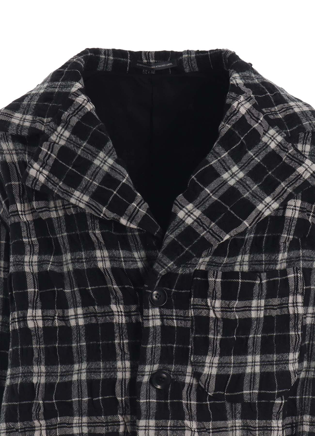 MILLED WOOL COTTON PLAID JACKET