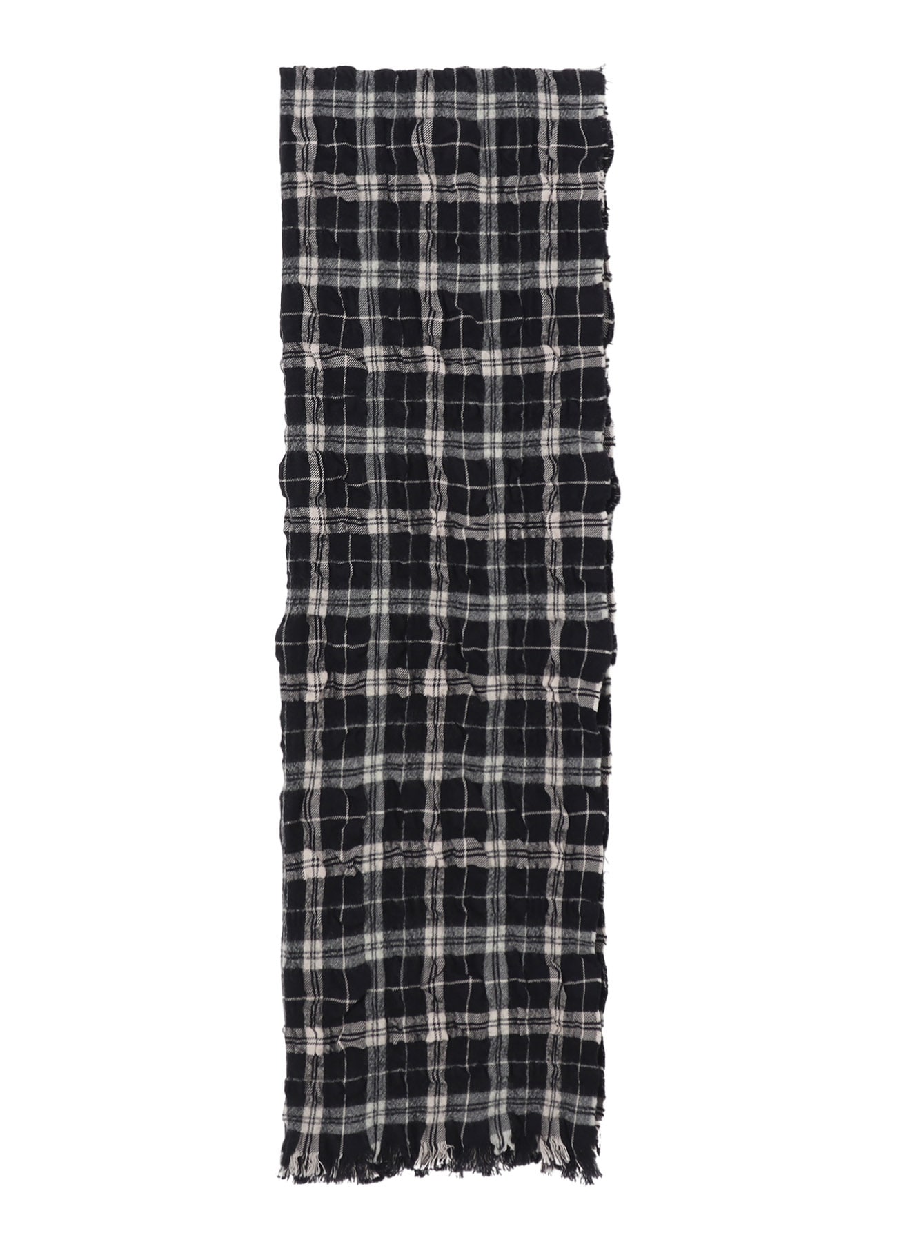 MILLED WOOL COTTON PLAID STOLE
