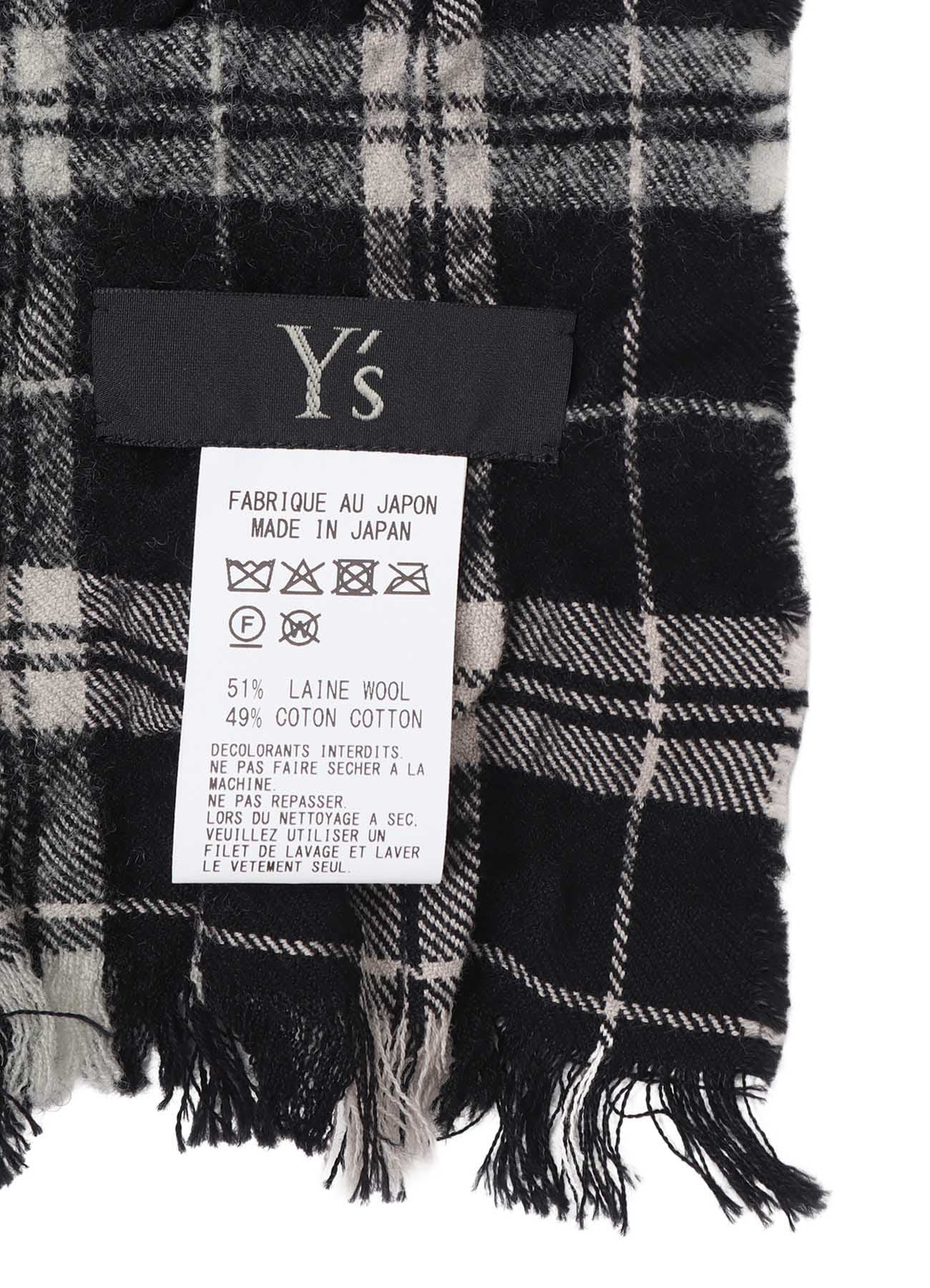 MILLED WOOL COTTON PLAID STOLE