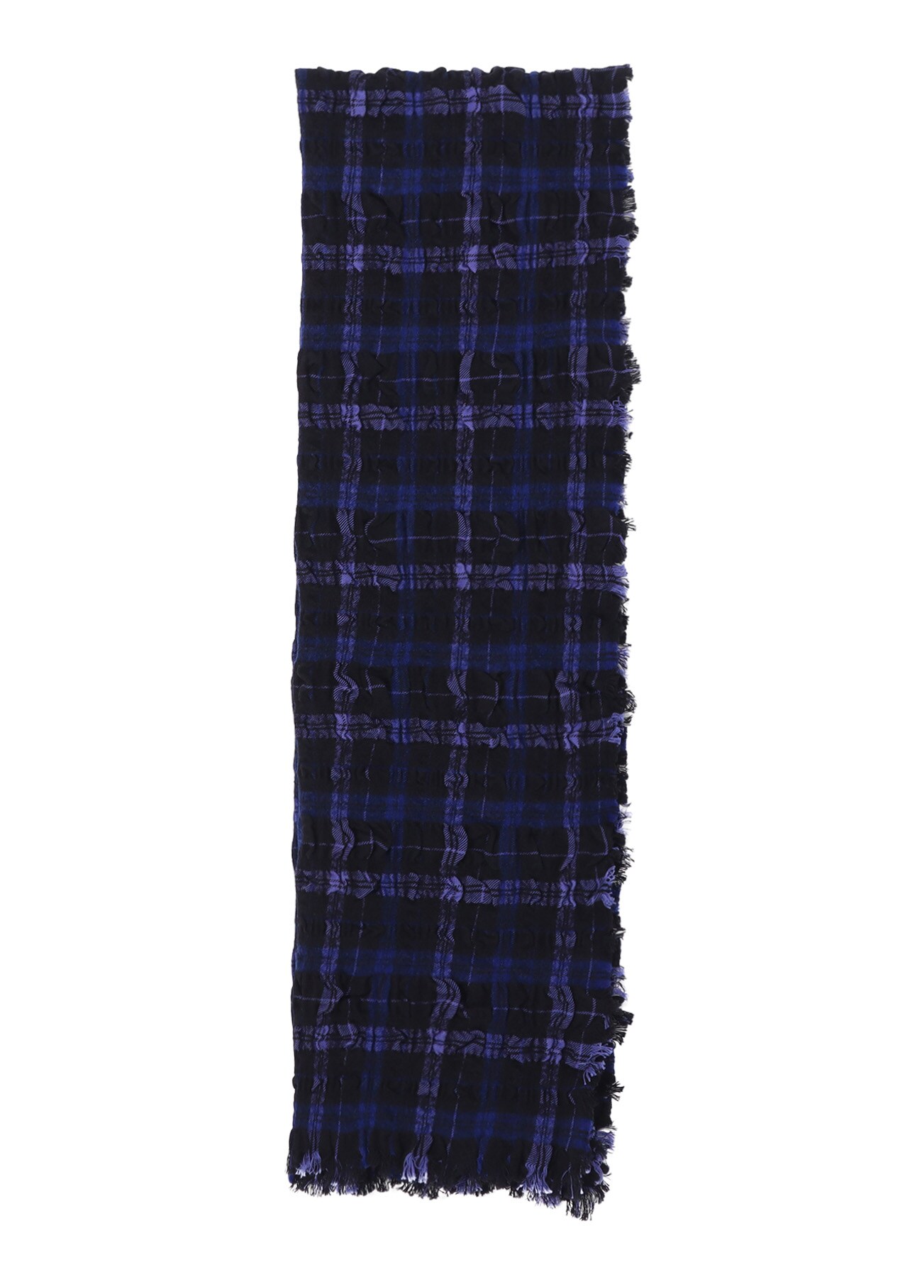 MILLED WOOL COTTON PLAID STOLE