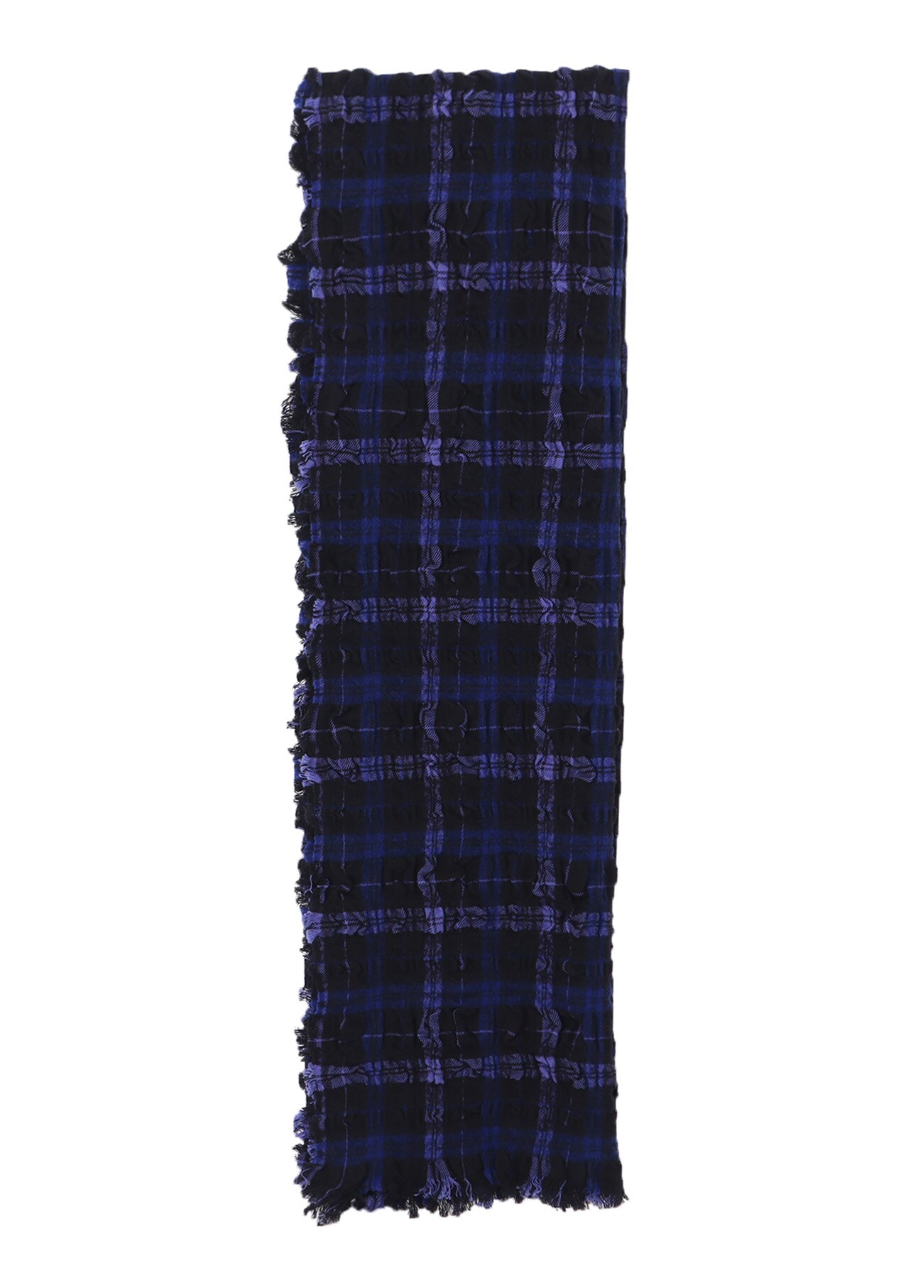 MILLED WOOL COTTON PLAID STOLE