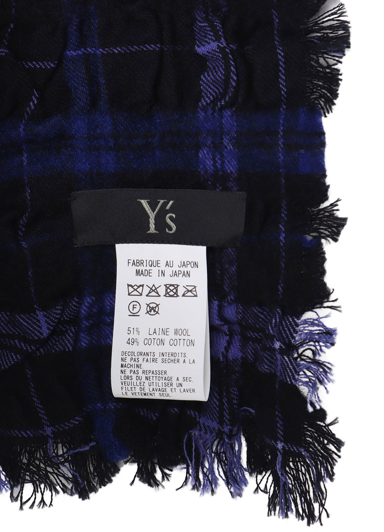 MILLED WOOL COTTON PLAID STOLE