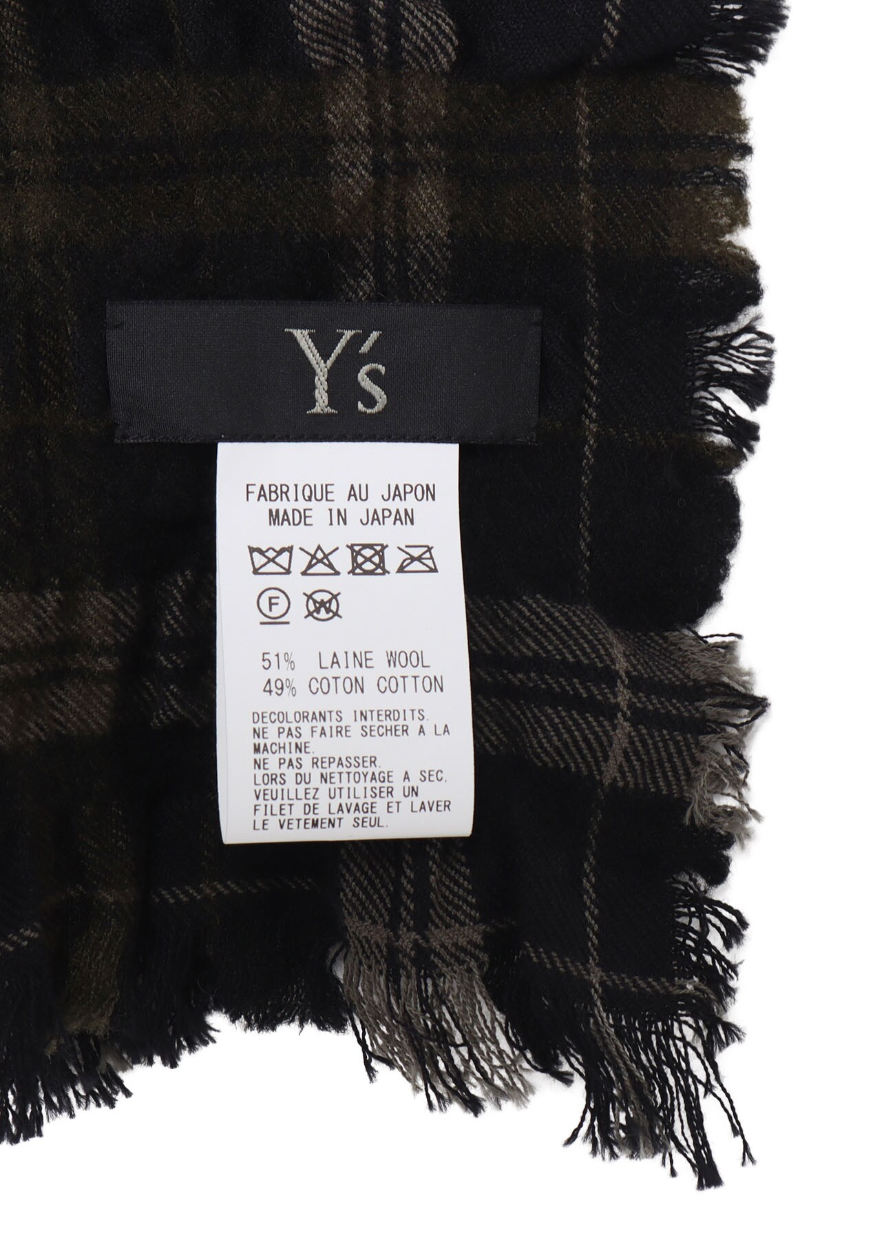 MILLED WOOL COTTON PLAID STOLE