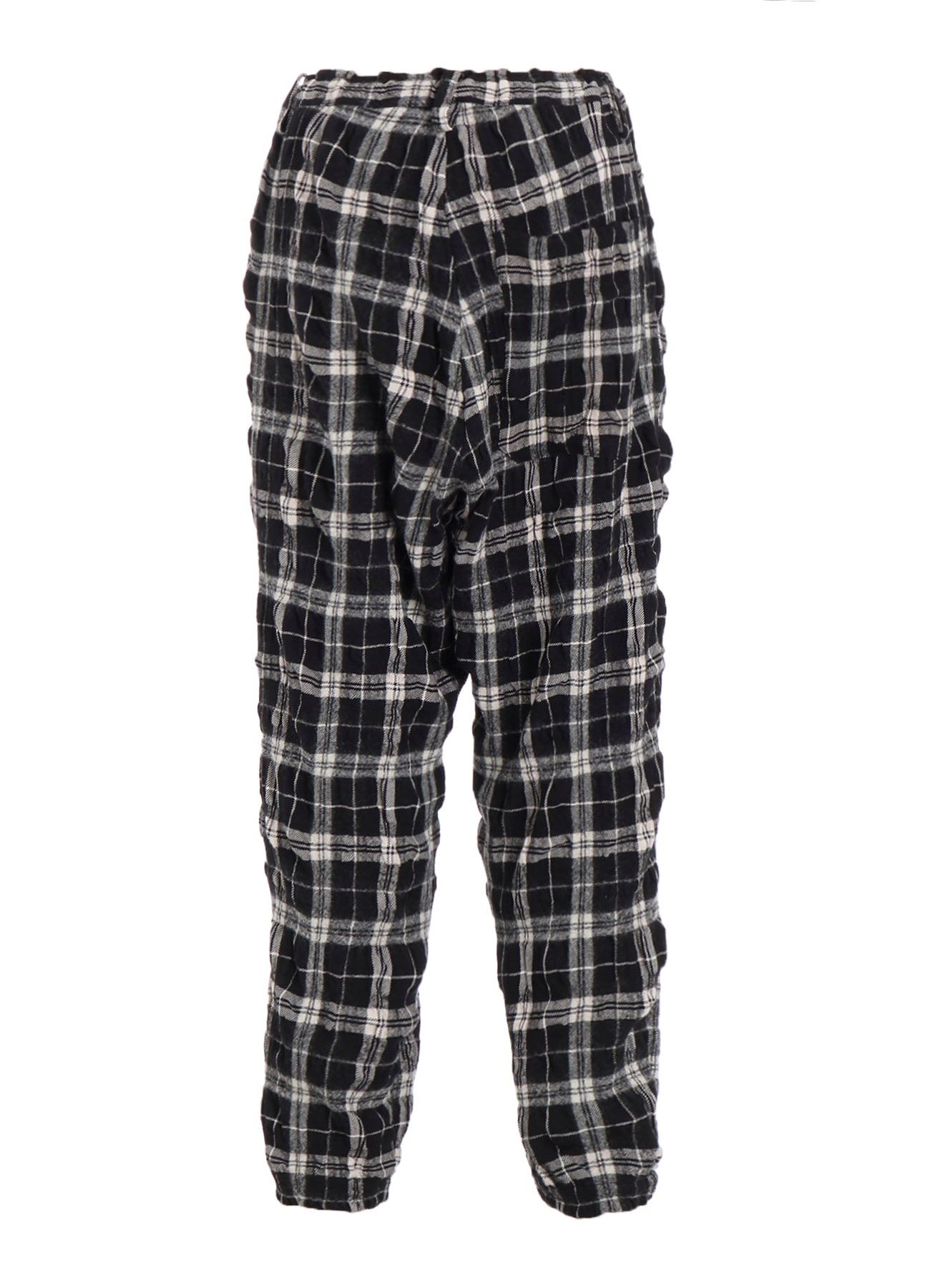 MILLED WOOL COTTON PLAID PANTS