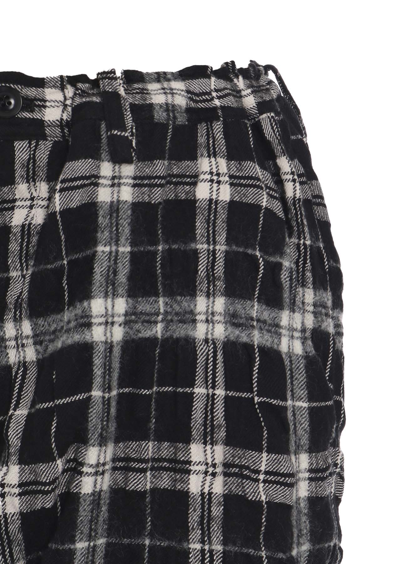 MILLED WOOL COTTON PLAID PANTS