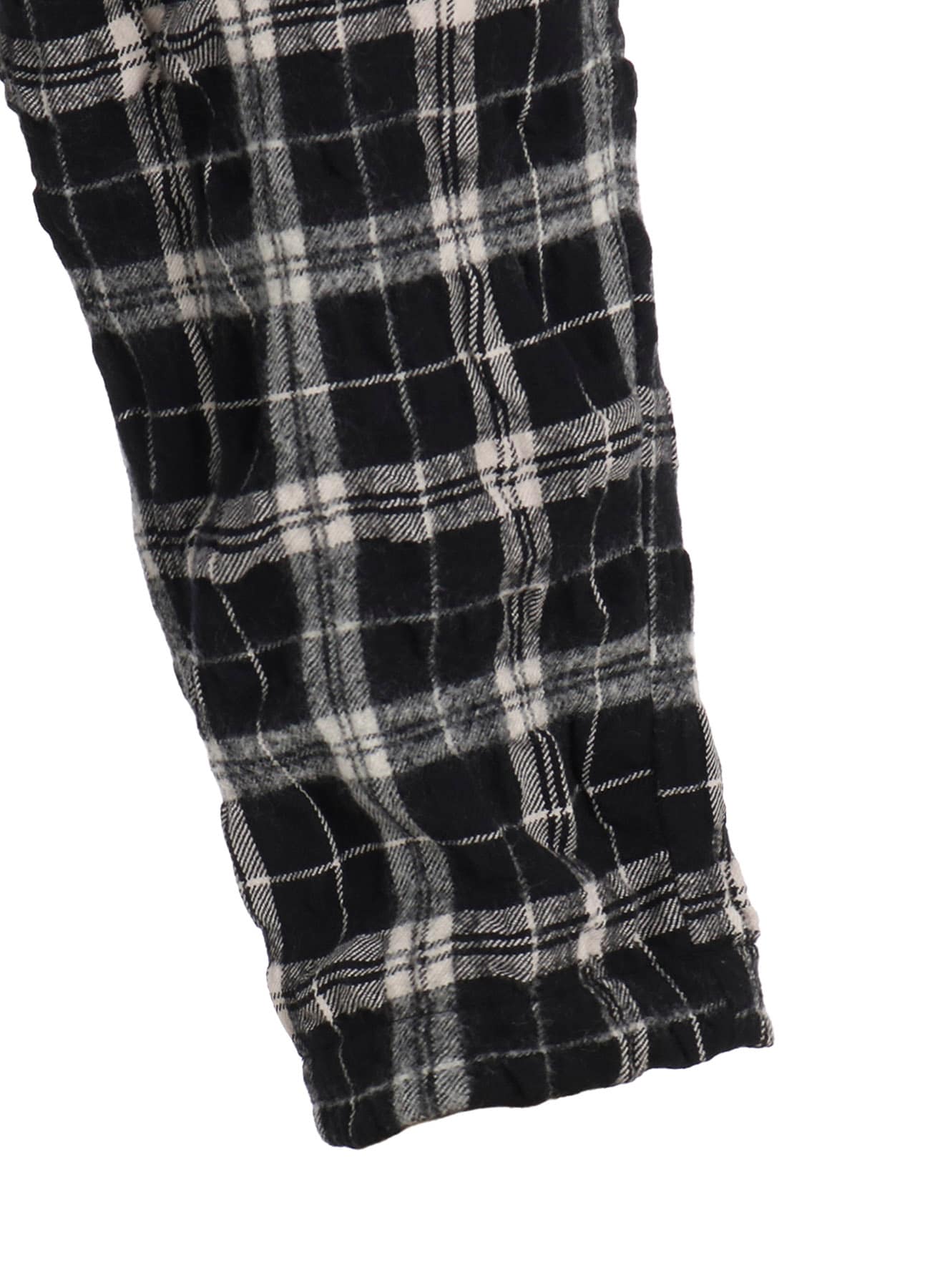 MILLED WOOL COTTON PLAID PANTS