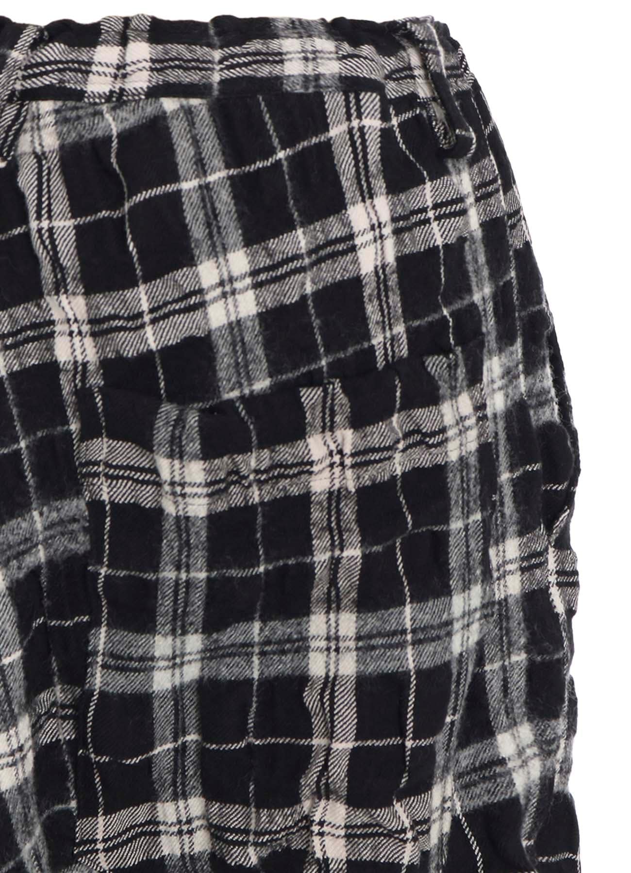 MILLED WOOL COTTON PLAID PANTS