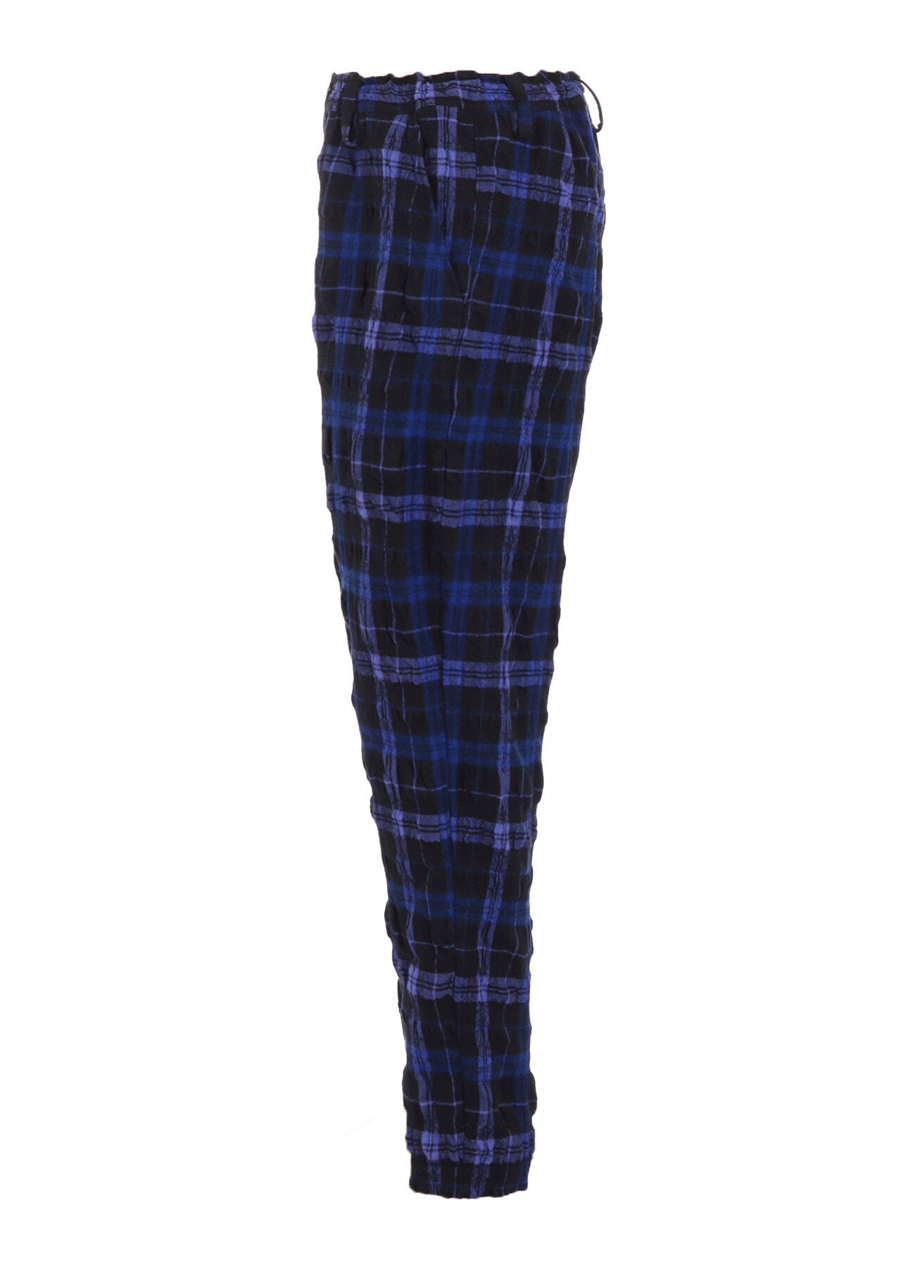 MILLED WOOL COTTON PLAID PANTS