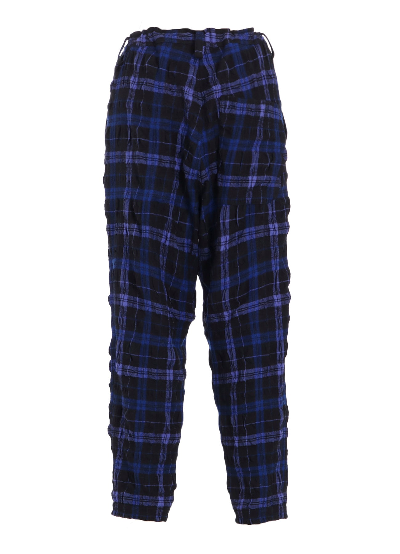 MILLED WOOL COTTON PLAID PANTS