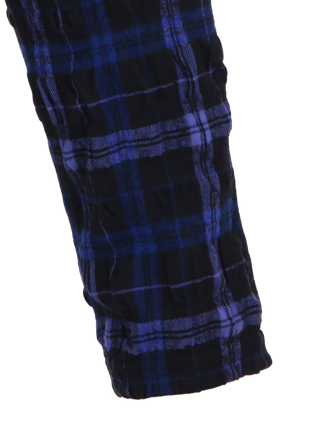 MILLED WOOL COTTON PLAID PANTS