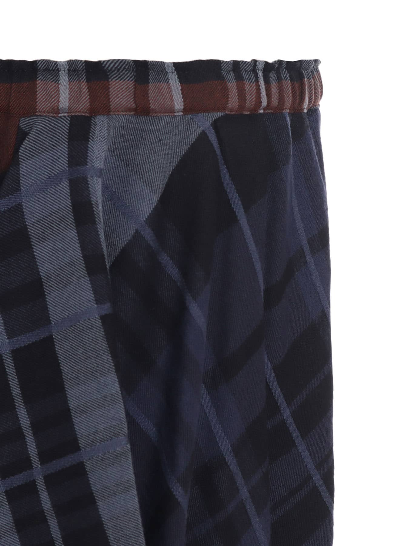 WOOL BLEND PLAID DRAPE PANTS