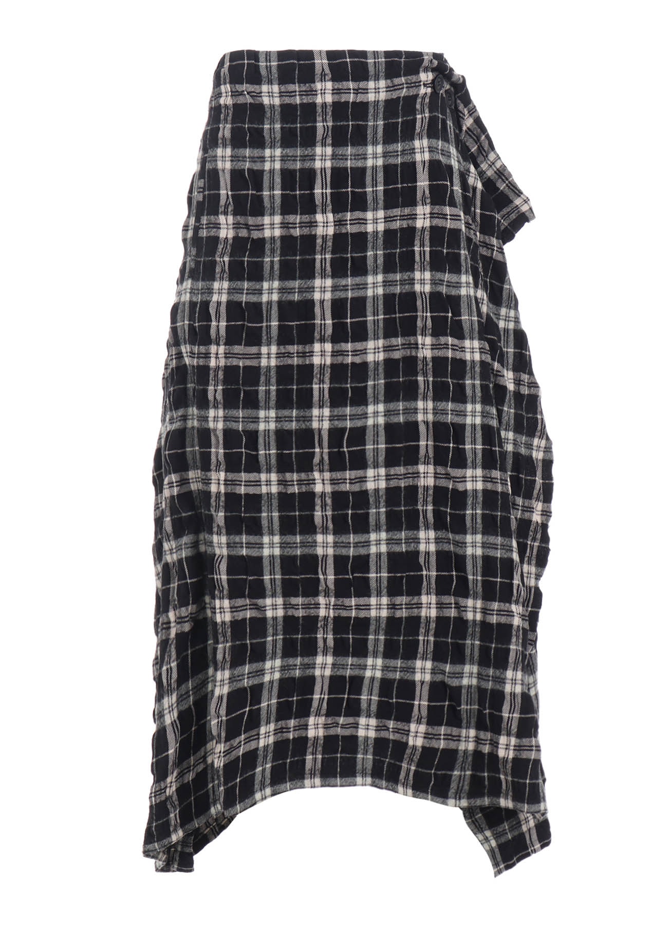 MILLED WOOL COTTON PLAID SKIRT