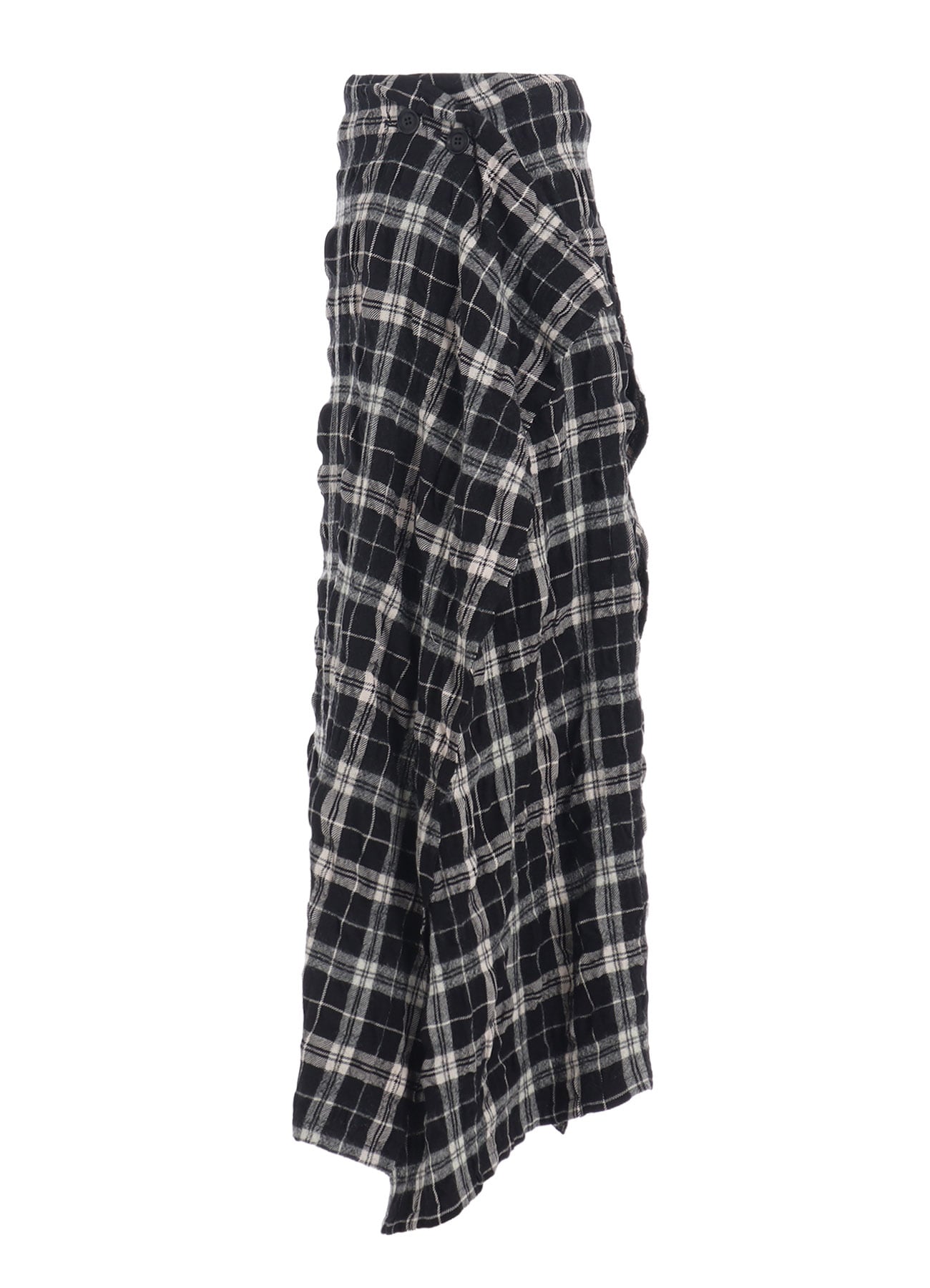 MILLED WOOL COTTON PLAID SKIRT