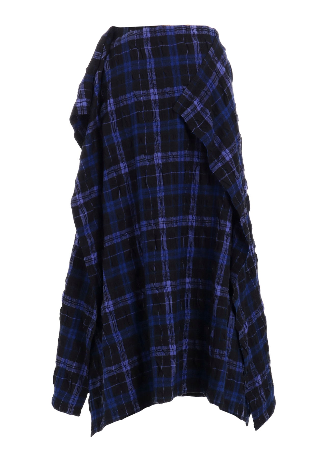 MILLED WOOL COTTON PLAID SKIRT