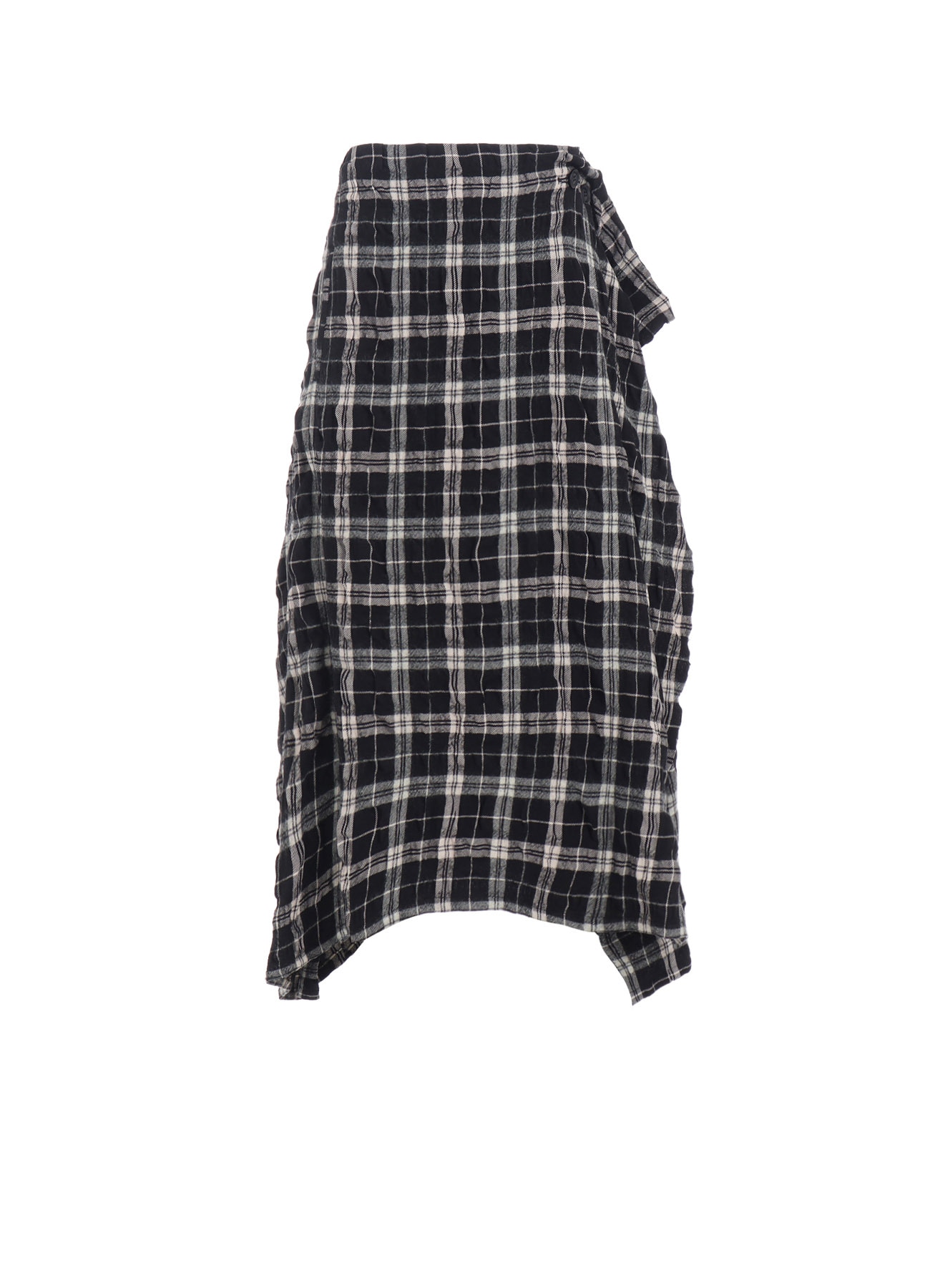 MILLED WOOL COTTON PLAID SKIRT