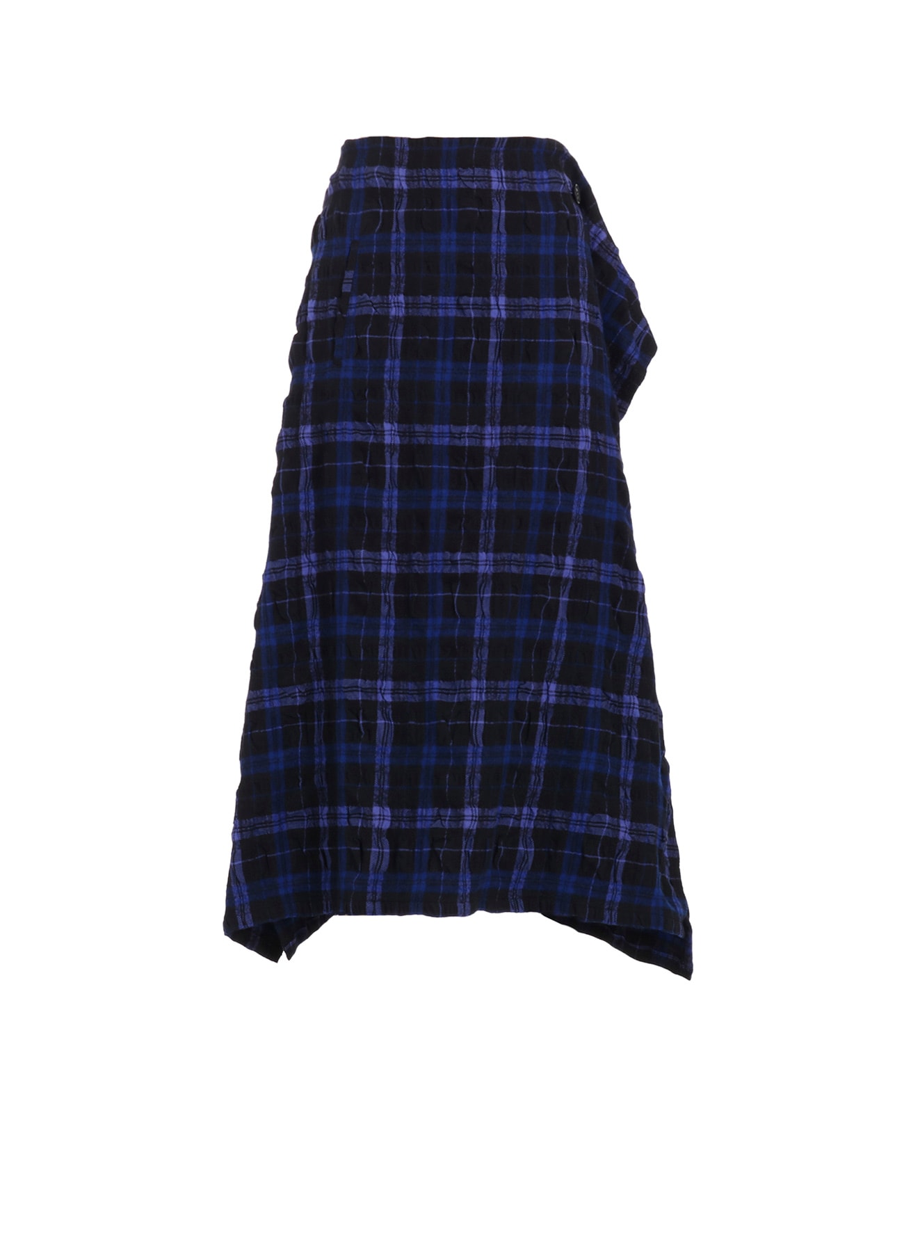 MILLED WOOL COTTON PLAID SKIRT
