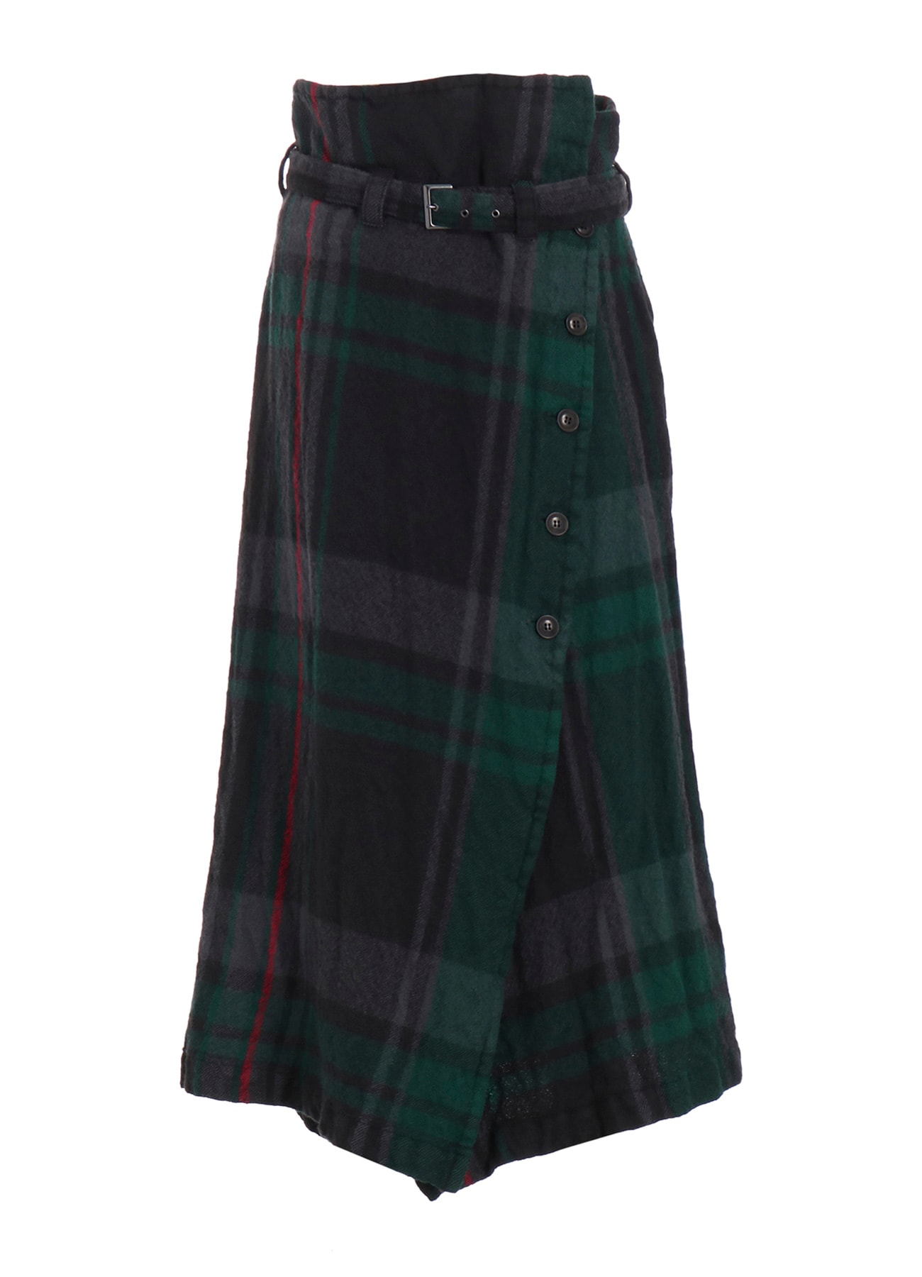 MILLED WOOL PLAID SKIRT