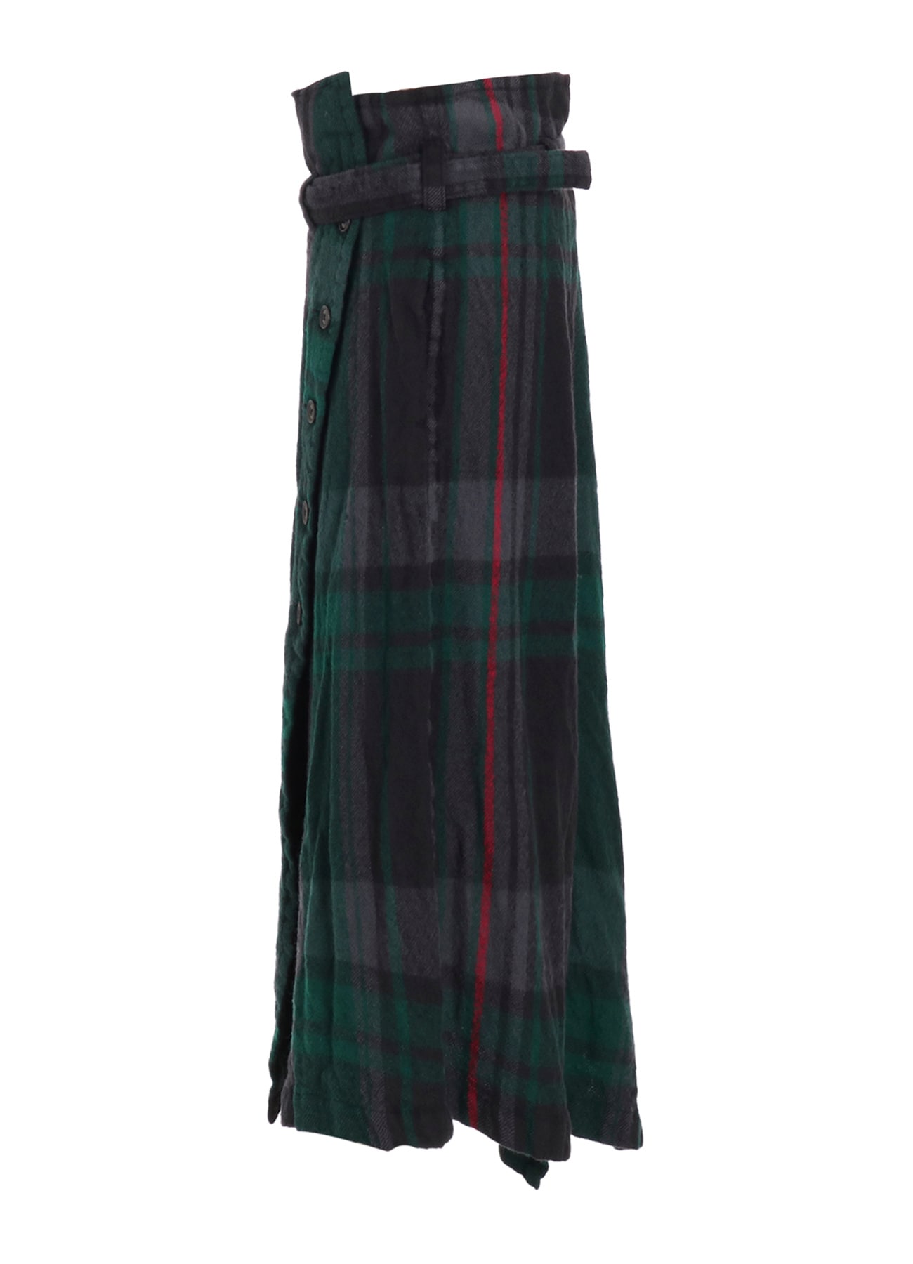 MILLED WOOL PLAID SKIRT