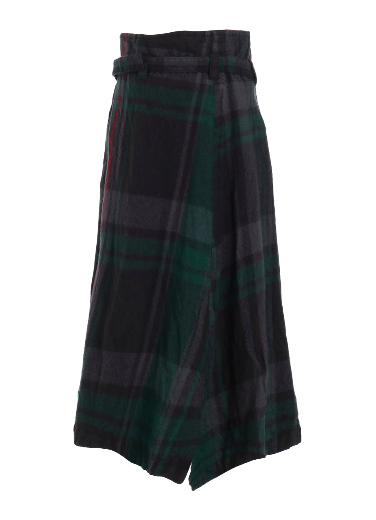 MILLED WOOL PLAID SKIRT