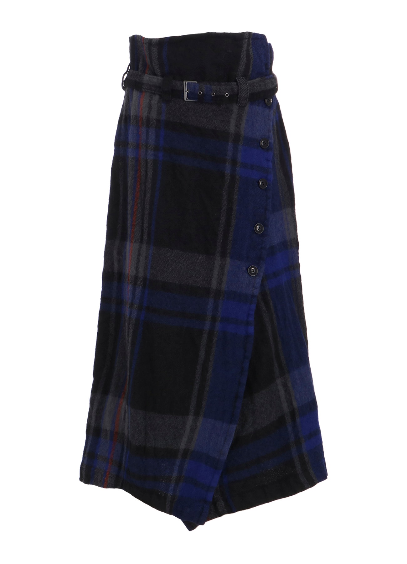 MILLED WOOL PLAID SKIRT