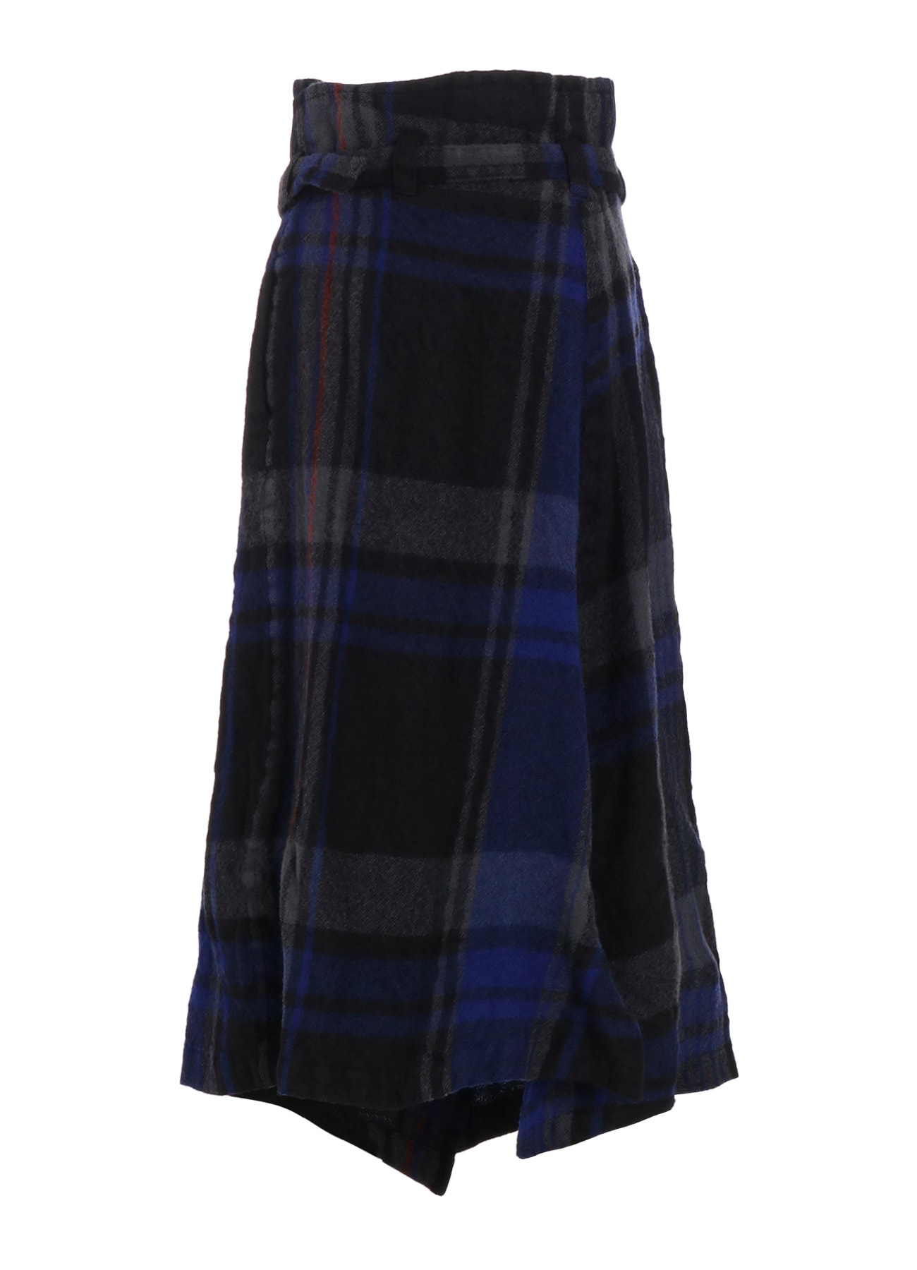 MILLED WOOL PLAID SKIRT