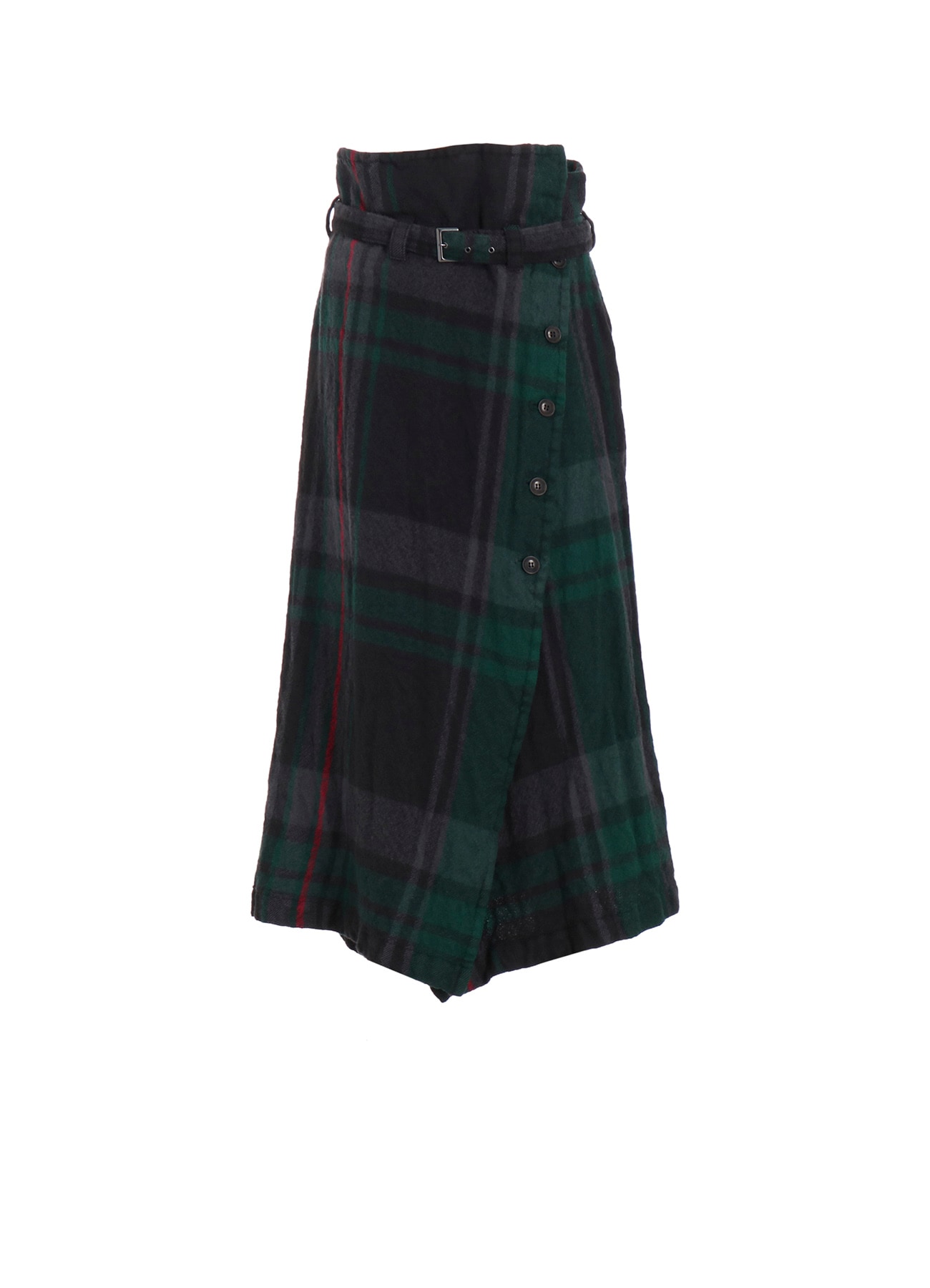MILLED WOOL PLAID SKIRT