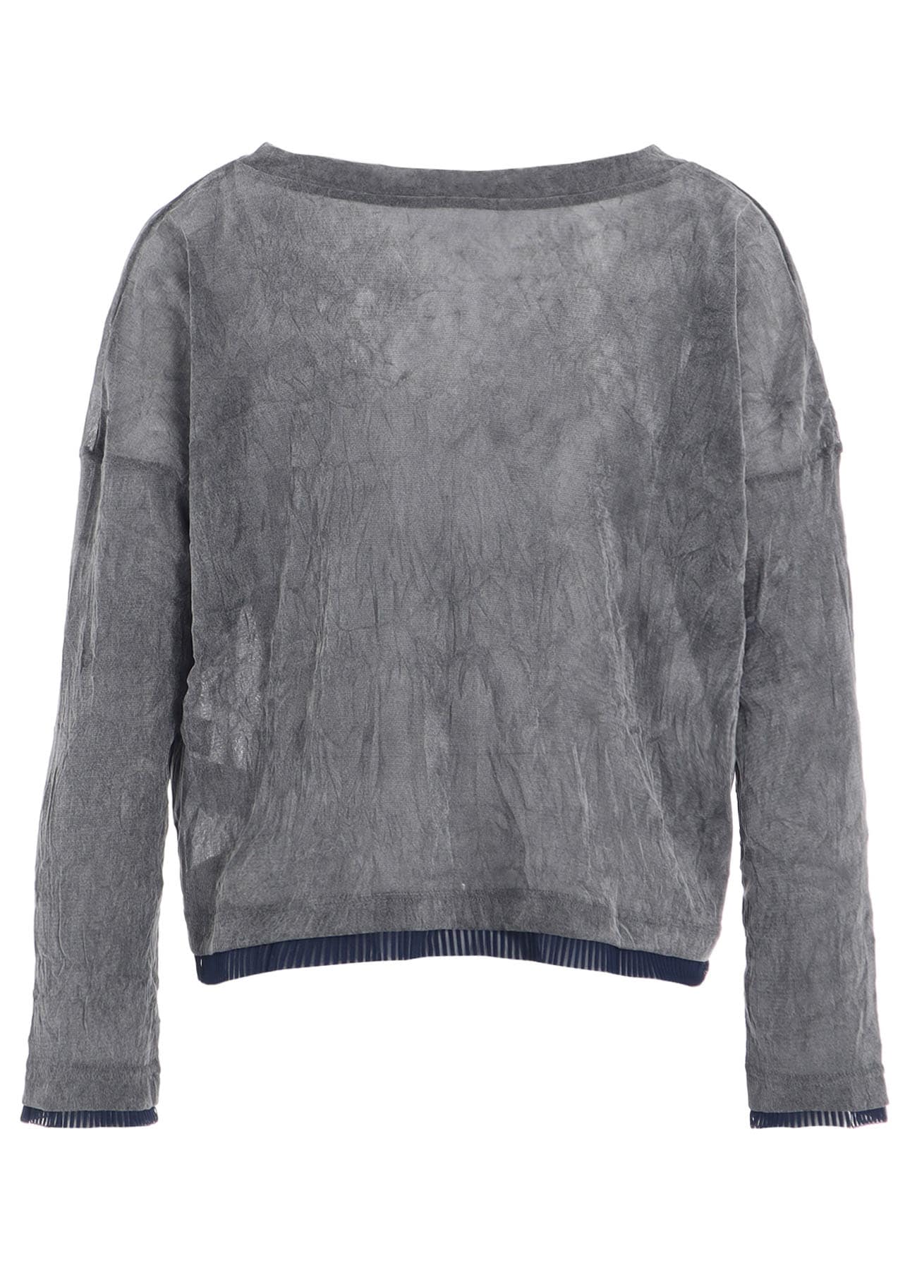 FLOCKED TULLE ROUND NECK WIDE  T