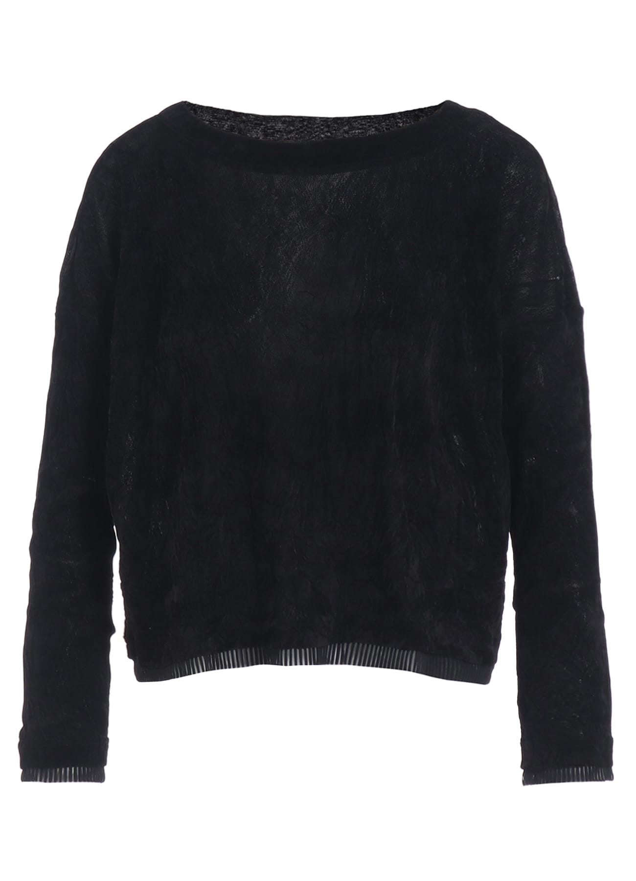 FLOCKED TULLE ROUND NECK WIDE  T