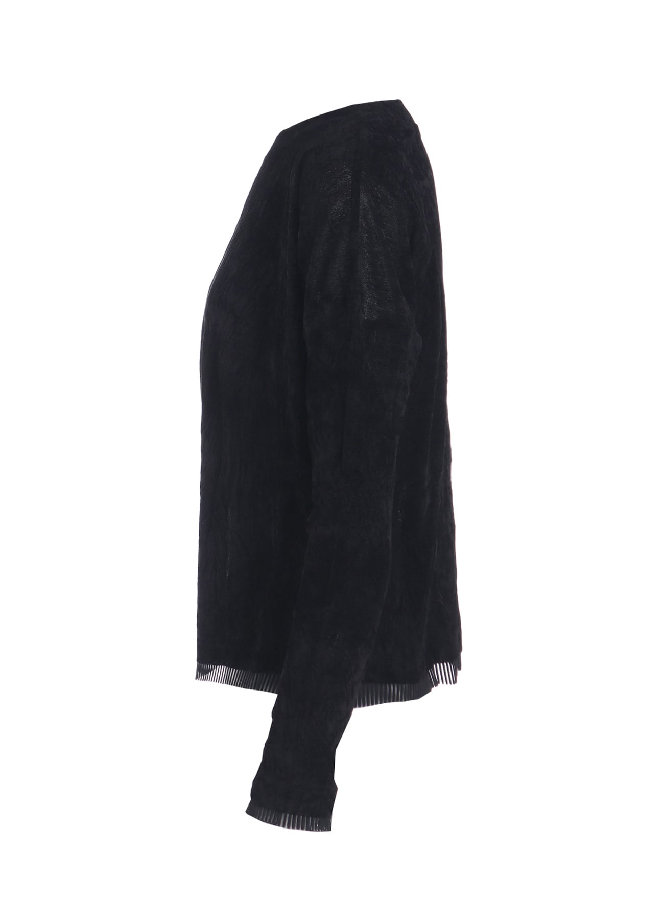 FLOCKED TULLE ROUND NECK WIDE  T