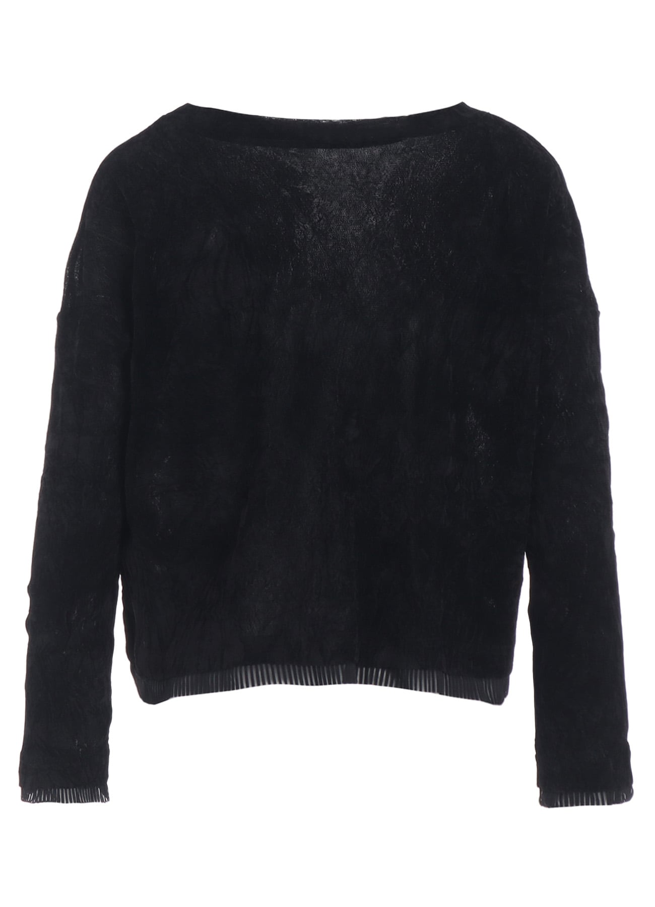 FLOCKED TULLE ROUND NECK WIDE  T