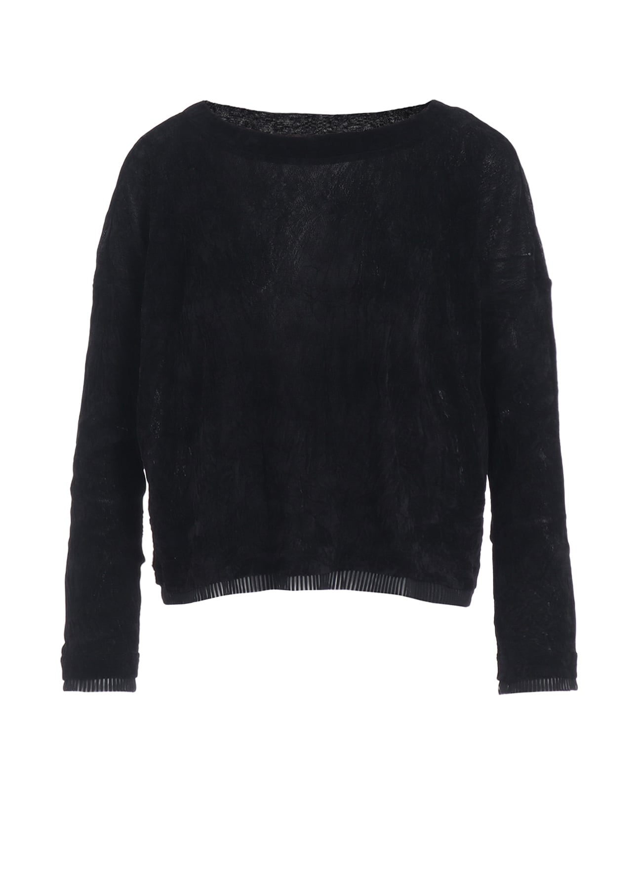 FLOCKED TULLE ROUND NECK WIDE  T