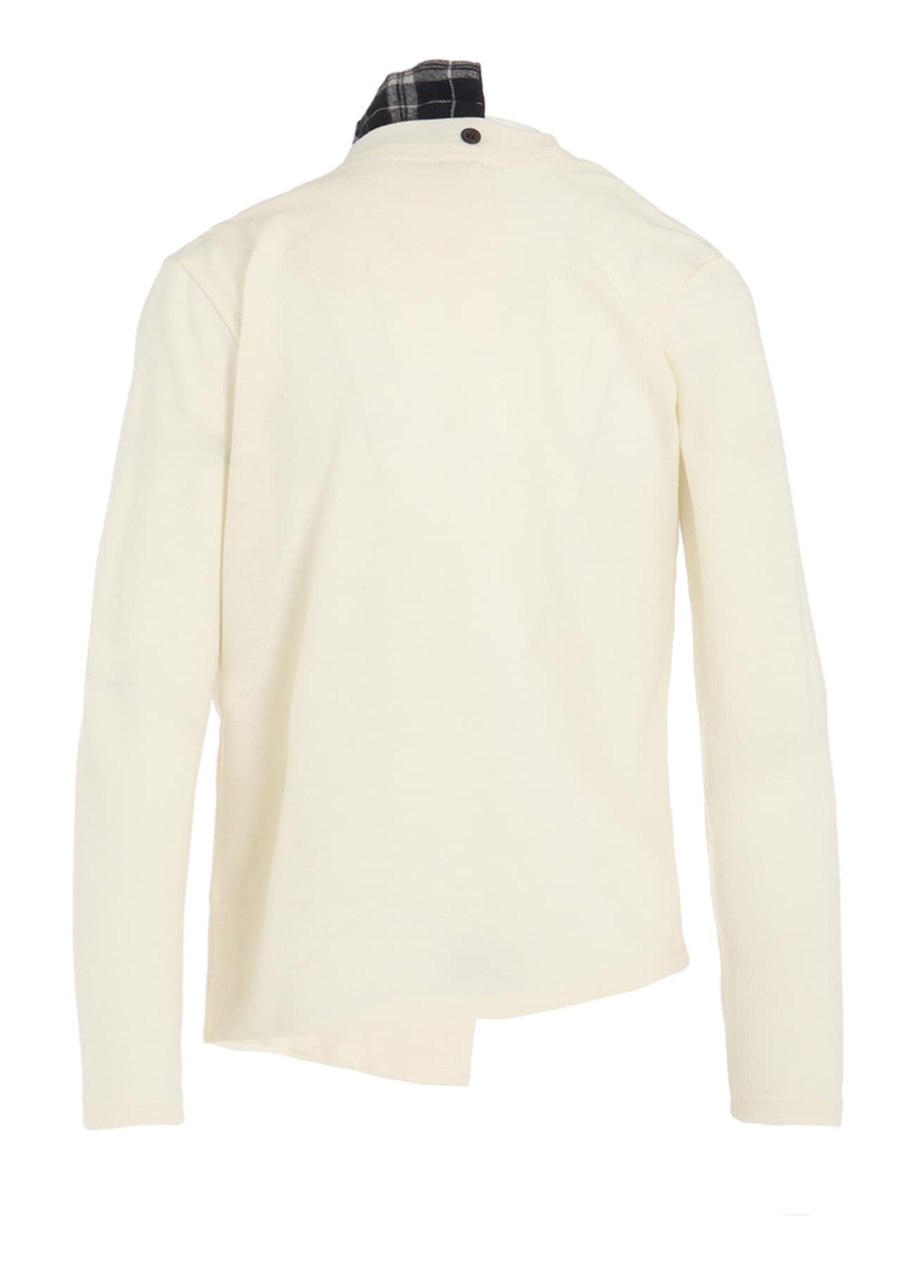 MILLED PLAID WOOL UNBALANCED RIBBON CARDIGAN