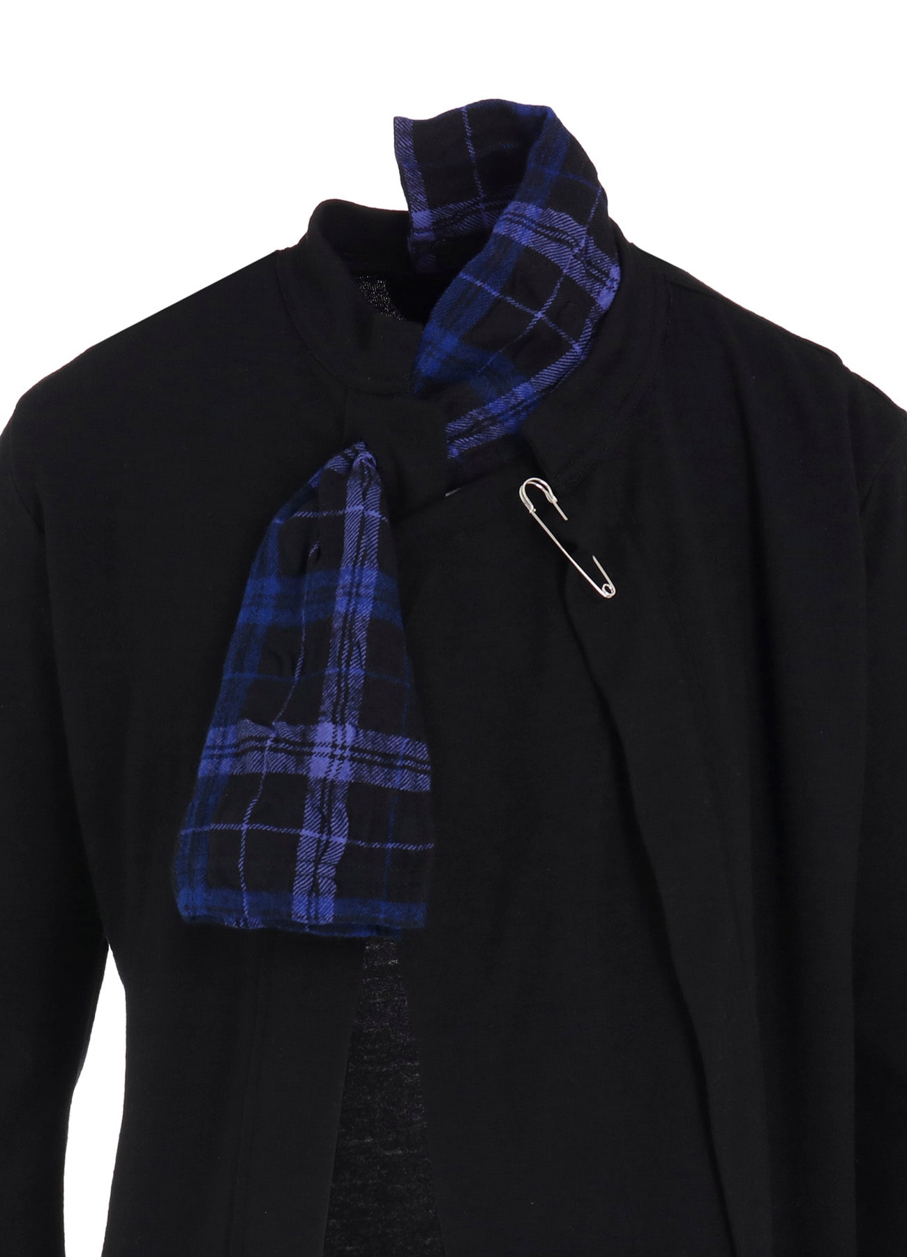 MILLED PLAID WOOL UNBALANCED RIBBON CARDIGAN