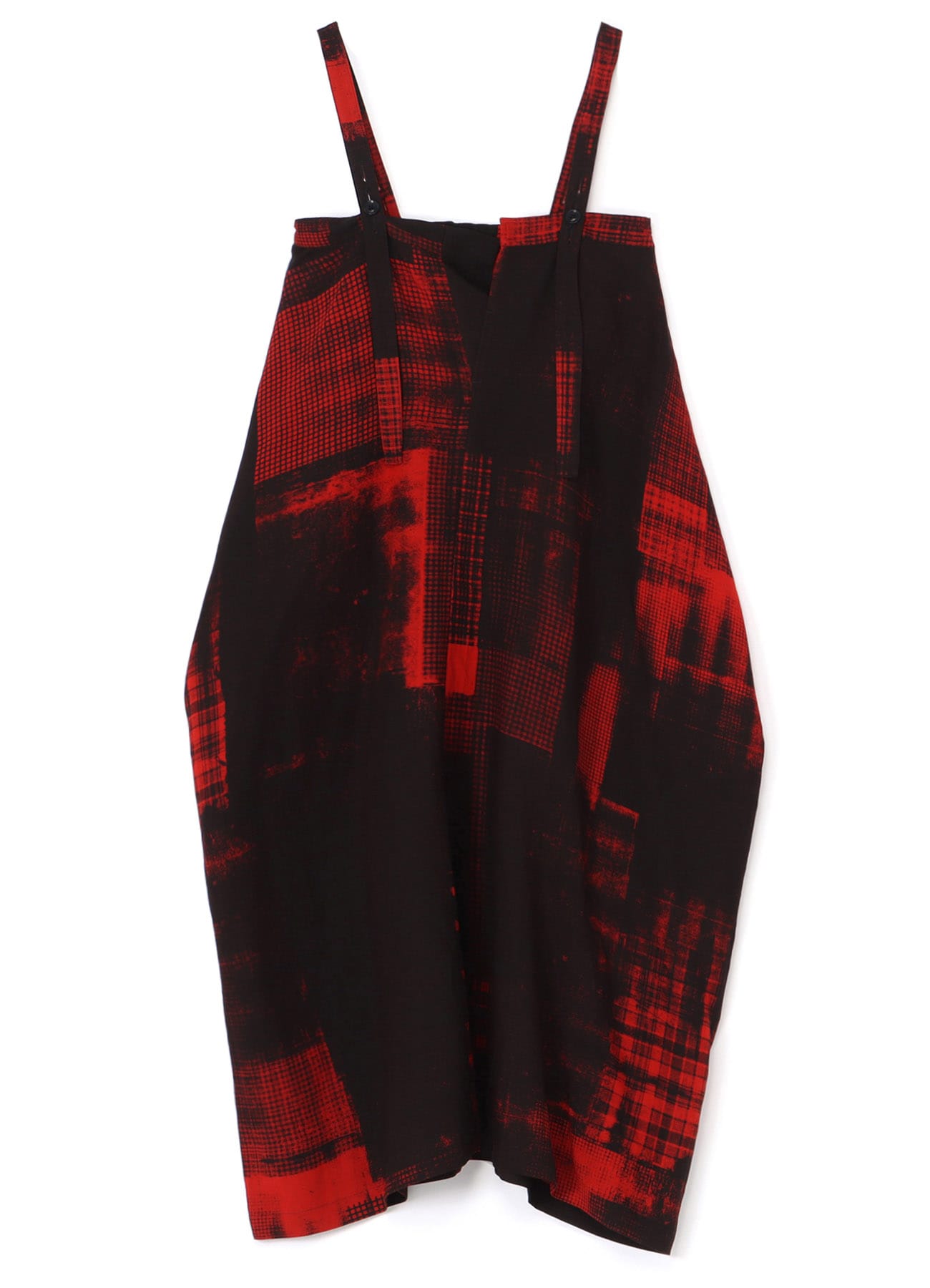 COPIED CHECK PRINT ASYMMETRIC SHOULDER STRAP DRESS(XS Red): Y's 