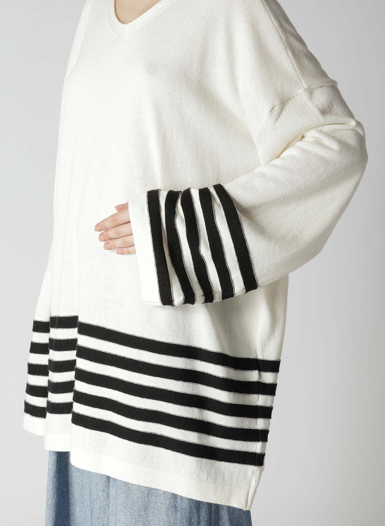 Ry/C TWISTED V NECK OVER SIZED PULLOVER KNIT(S White): Y's｜THE ...