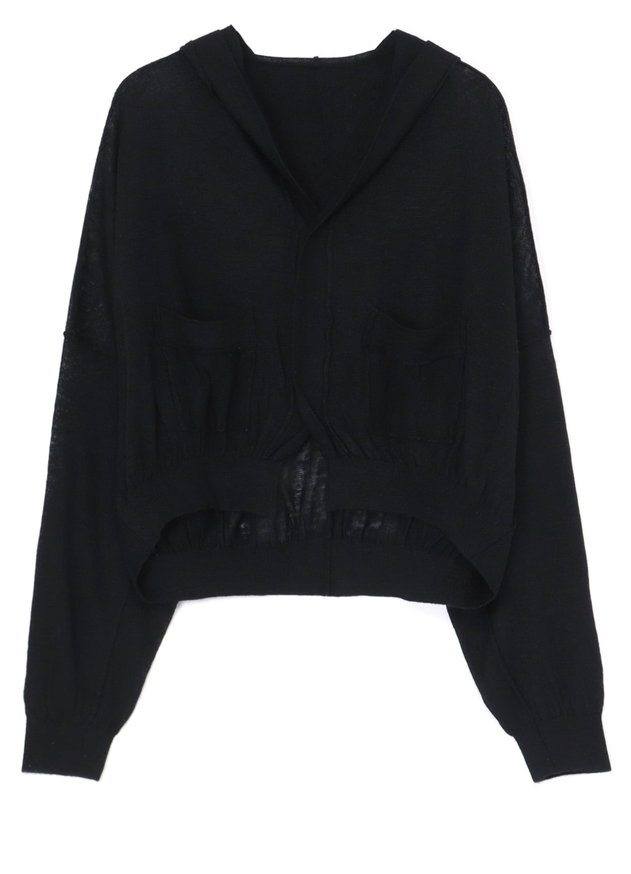 12G1P JERSEY CROPPED HOODED KNIT CARDIGAN