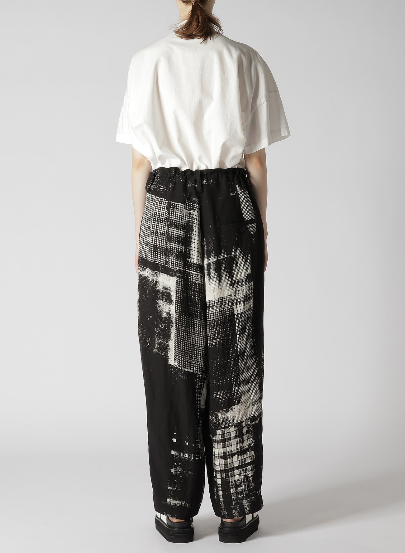 COPIED CHECK PRINT PLEATED PANTS(S Off White): Y's｜THE SHOP YOHJI 